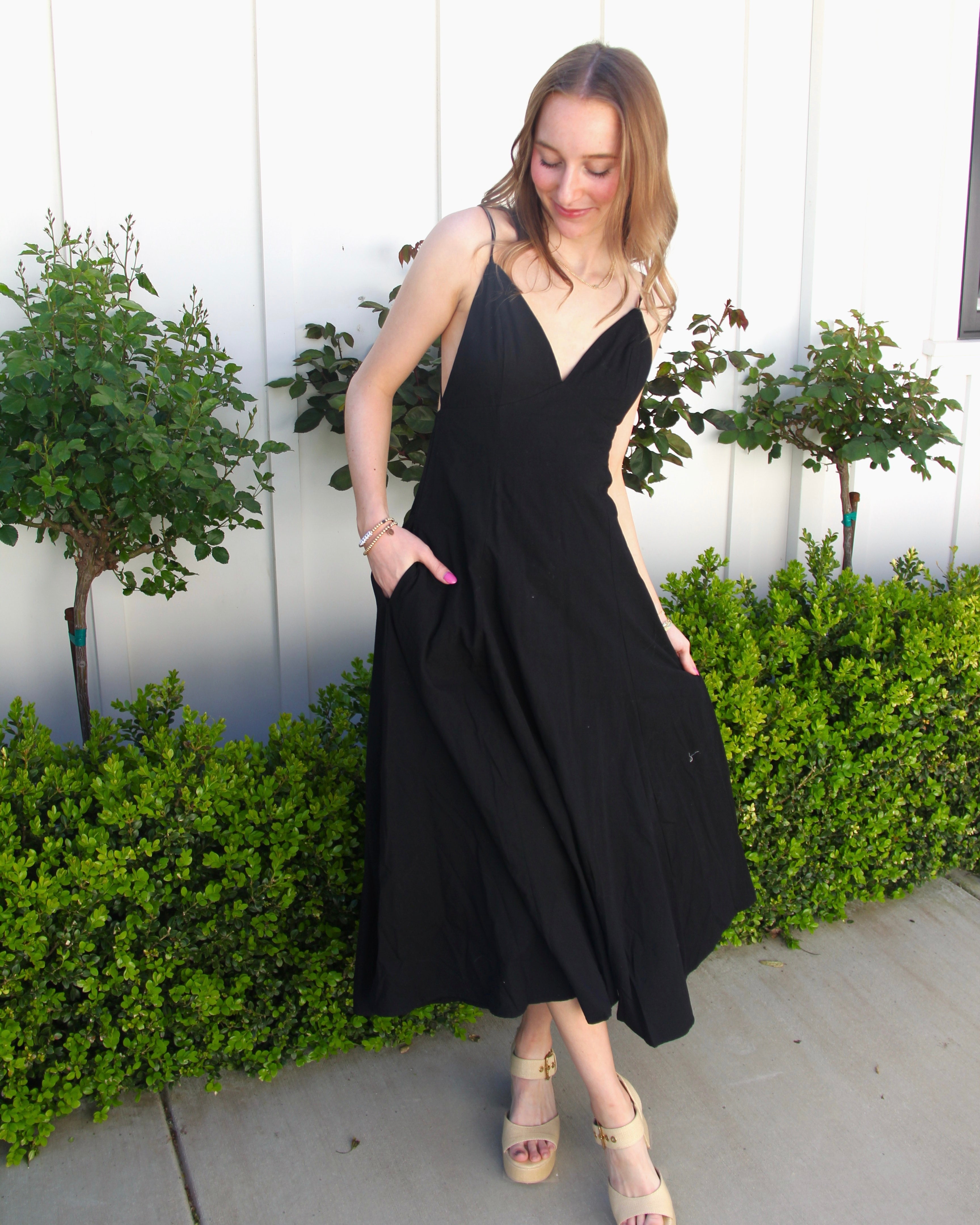 Black Open Back Maxi Dress.