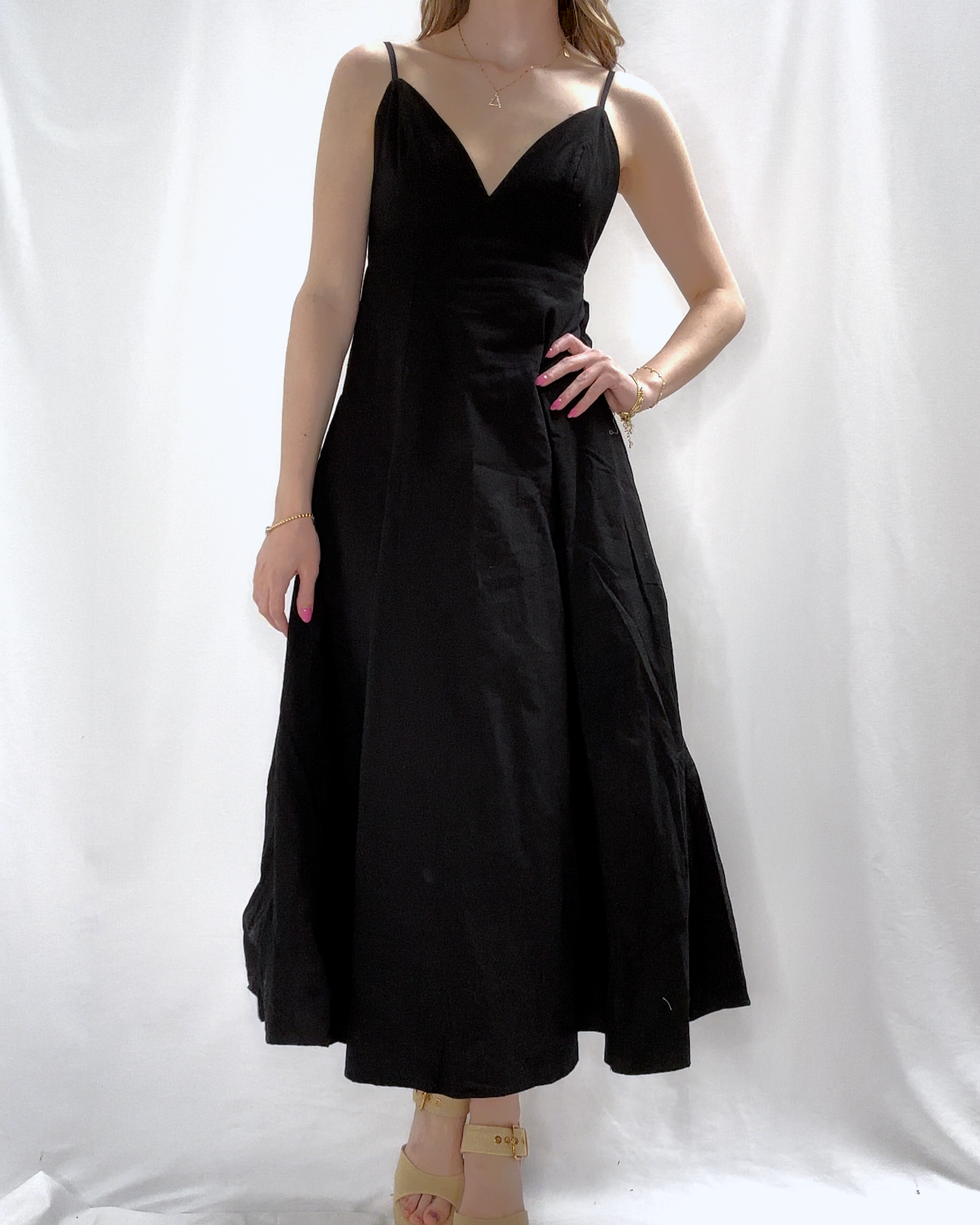 Black Open Back Maxi Dress.