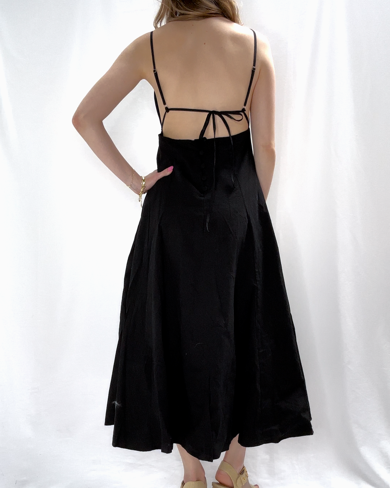 Black Open Back Maxi Dress.