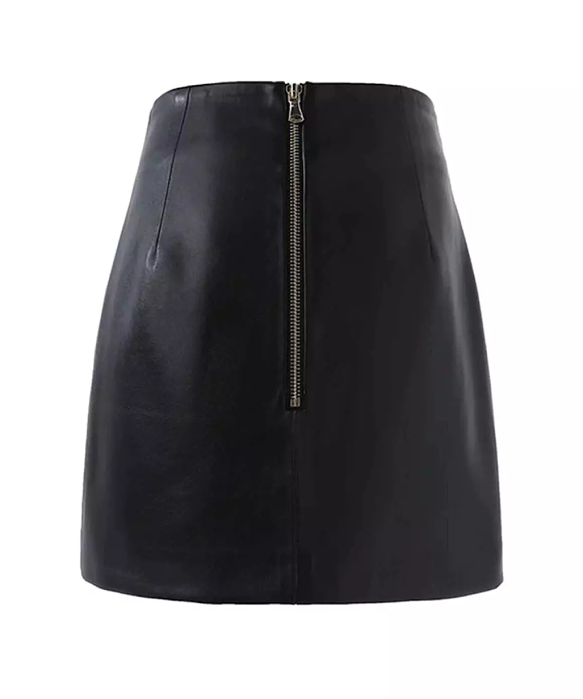 Black PU Leather Gold Button Mini Skirt