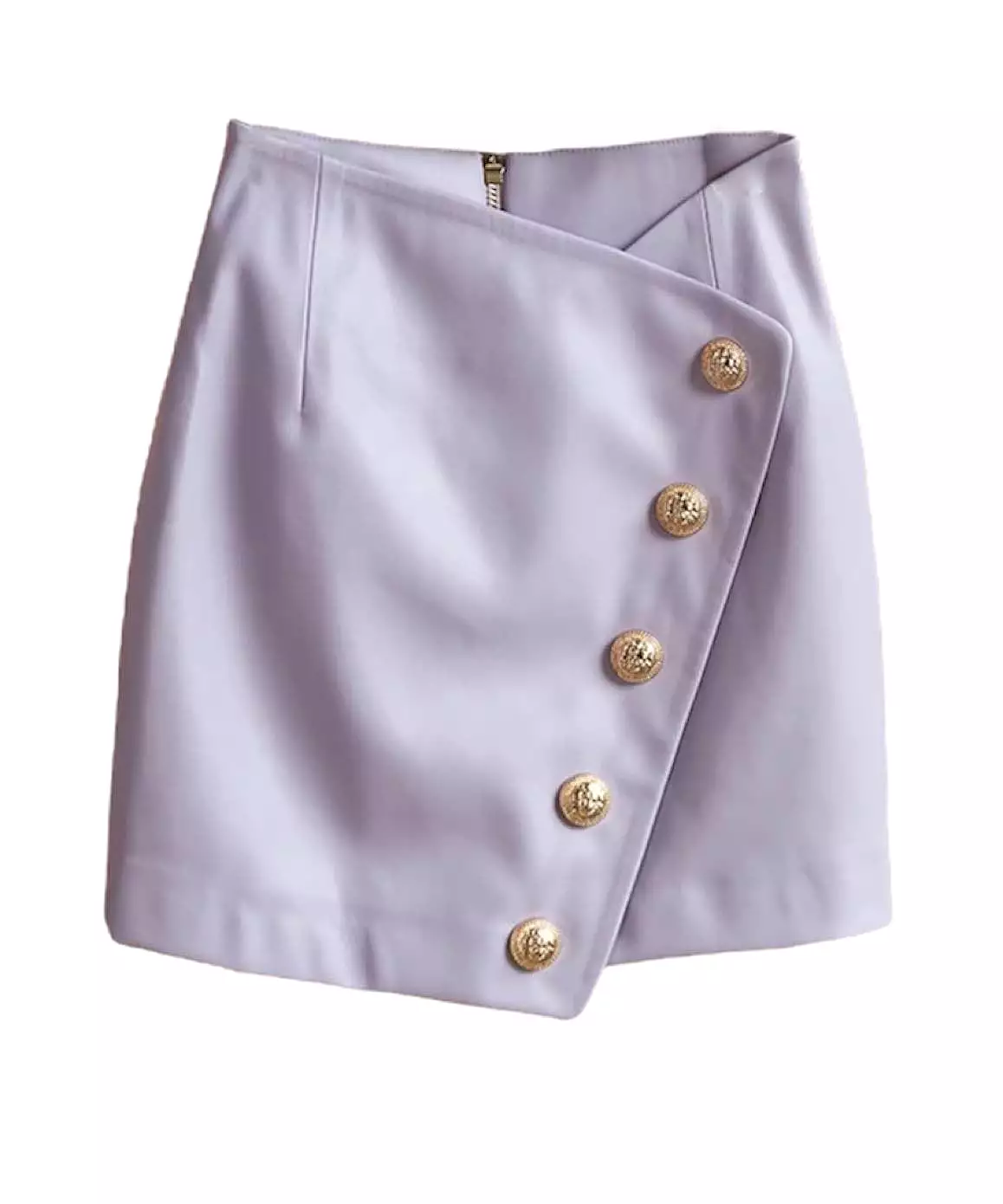 Black PU Leather Gold Button Mini Skirt