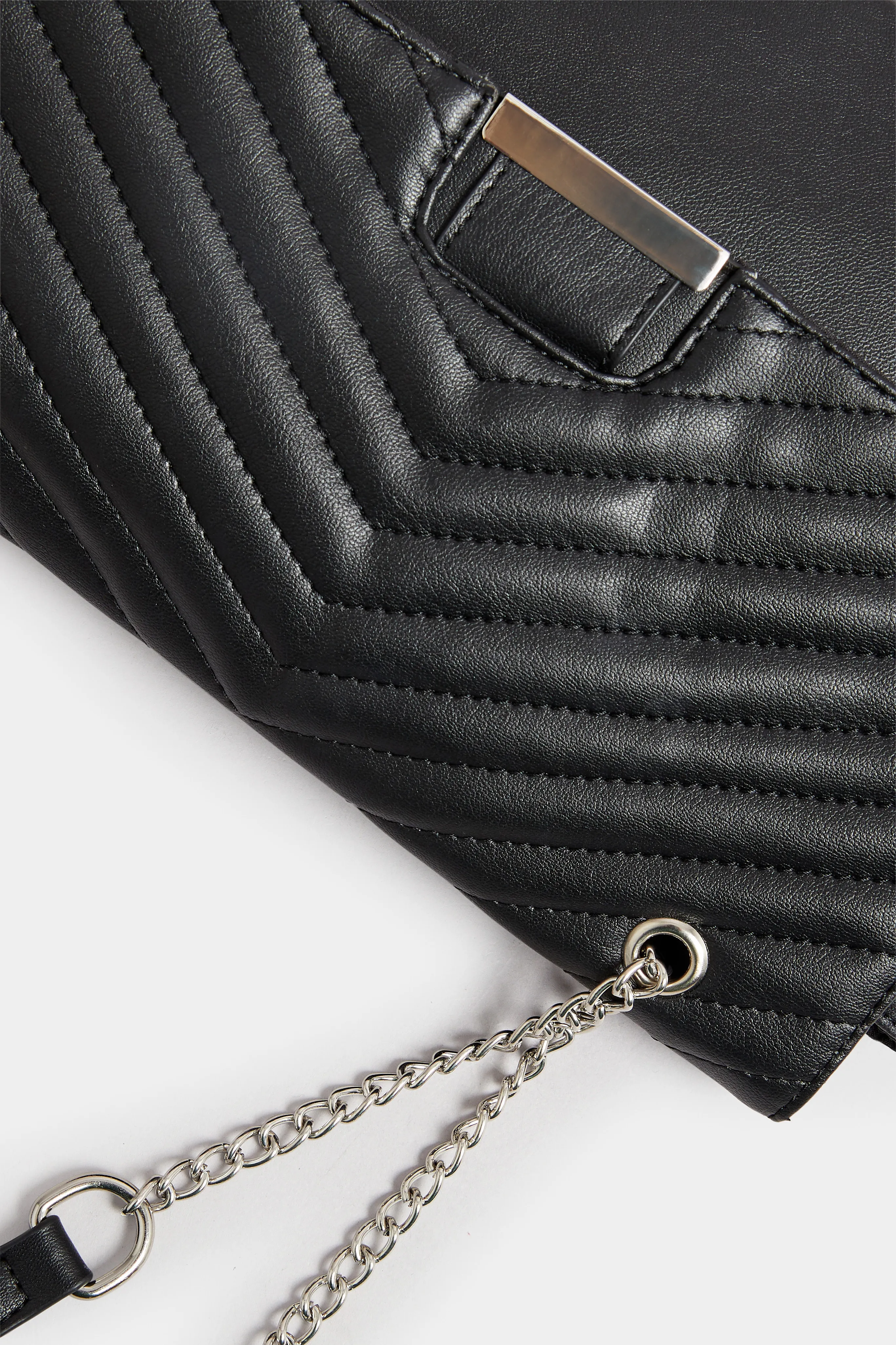 Black Quilted Double Chain Shoulder Bag