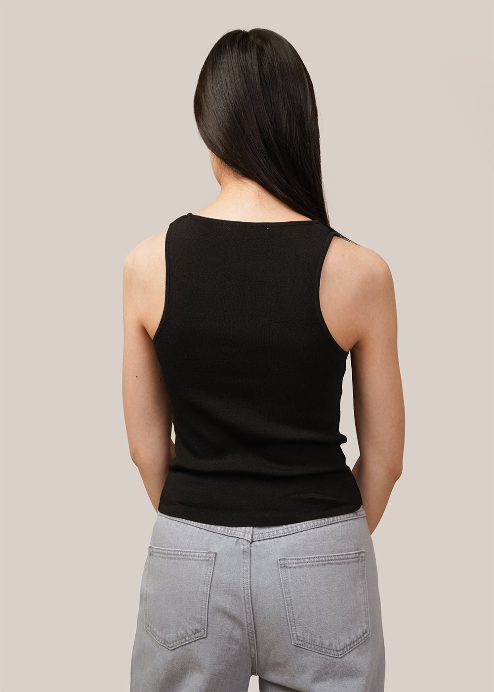 Black Sleeveless Cut-Out Top