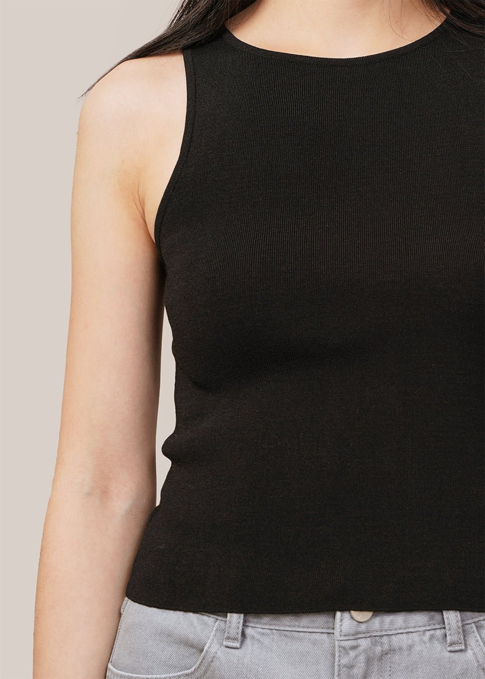 Black Sleeveless Cut-Out Top