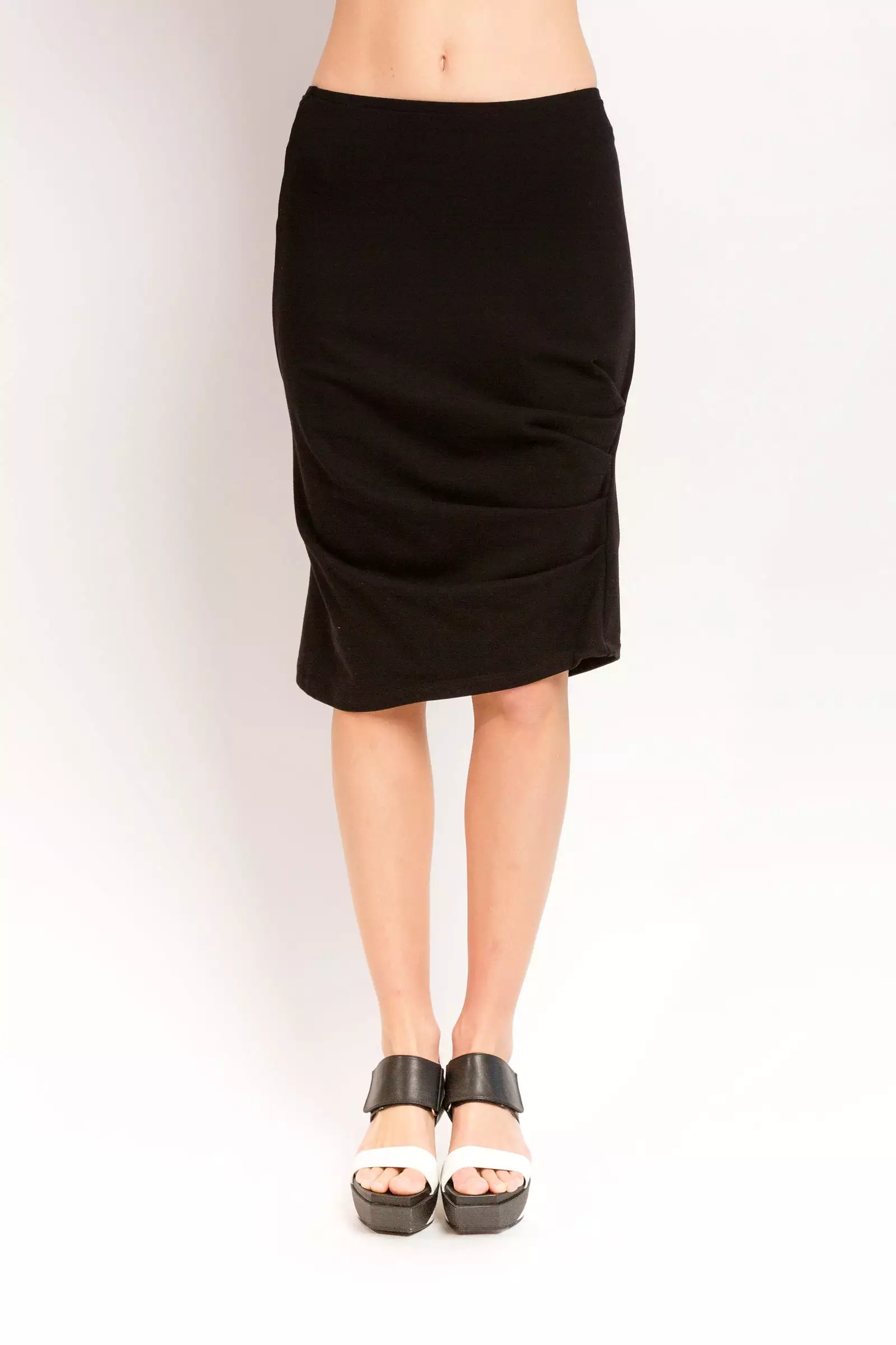 Black Soy French Terry Caterpillar Knee Skirt