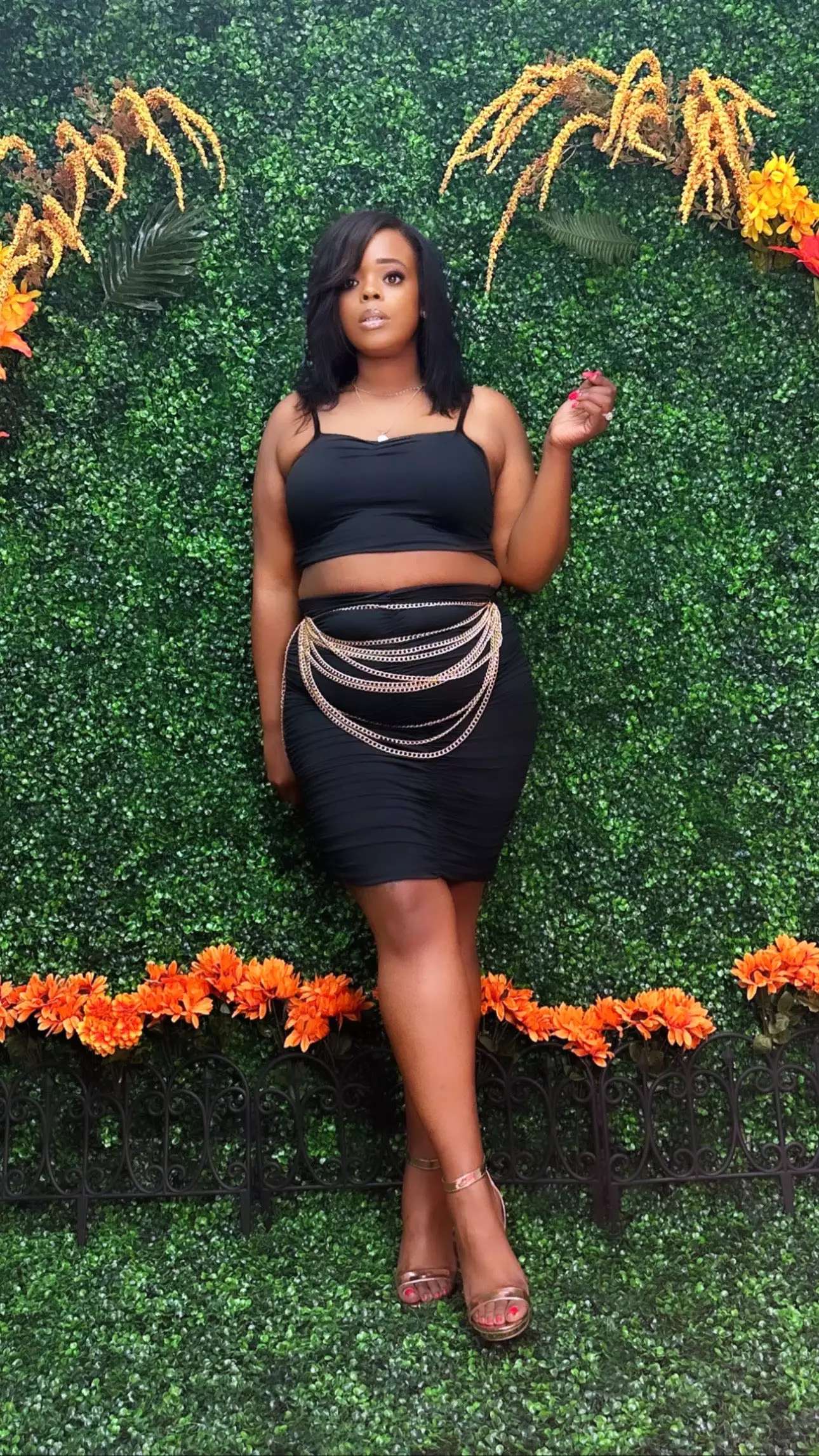 Black Two-piece Skirt Set in Plus Size