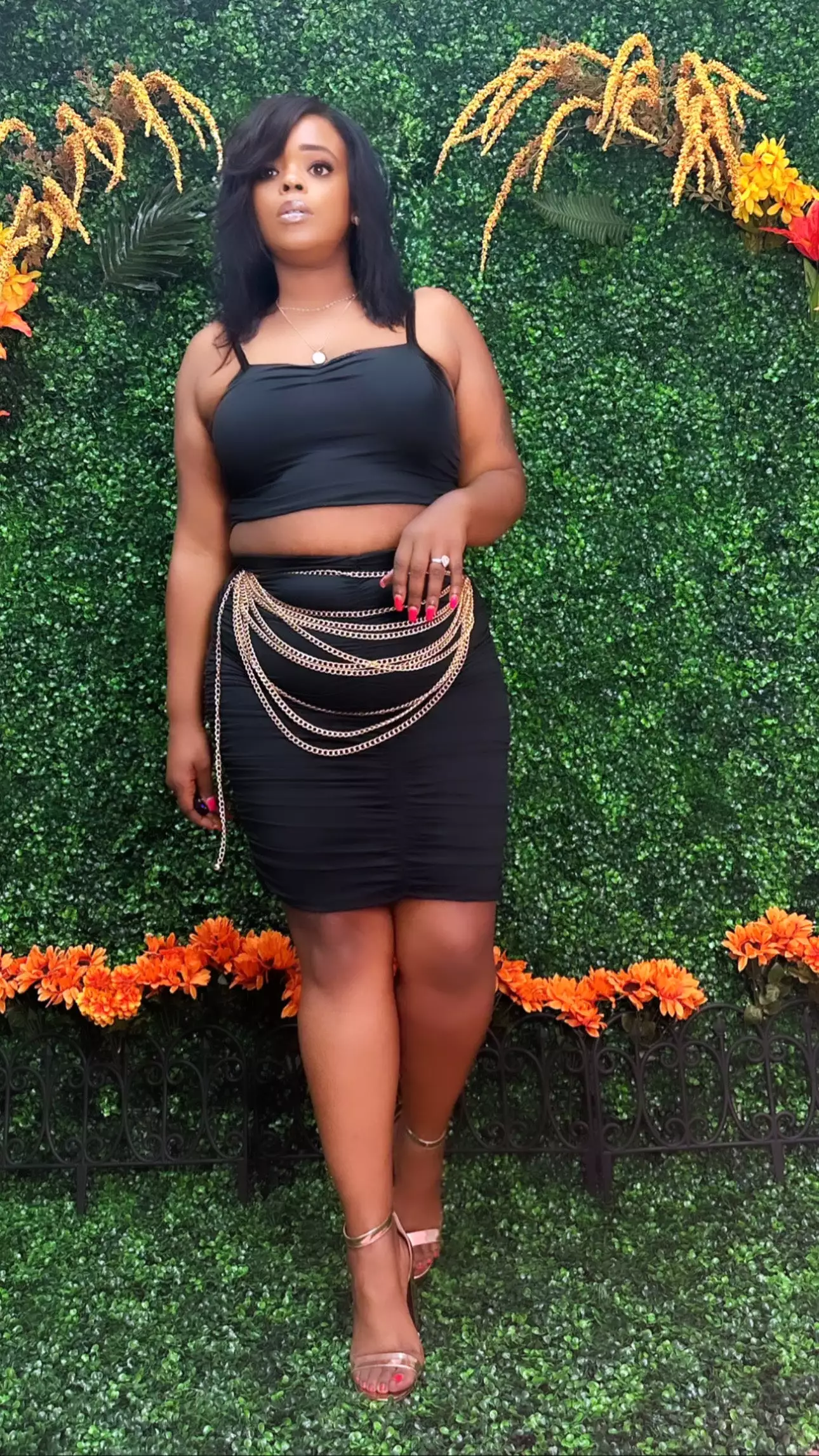 Black Two-piece Skirt Set in Plus Size