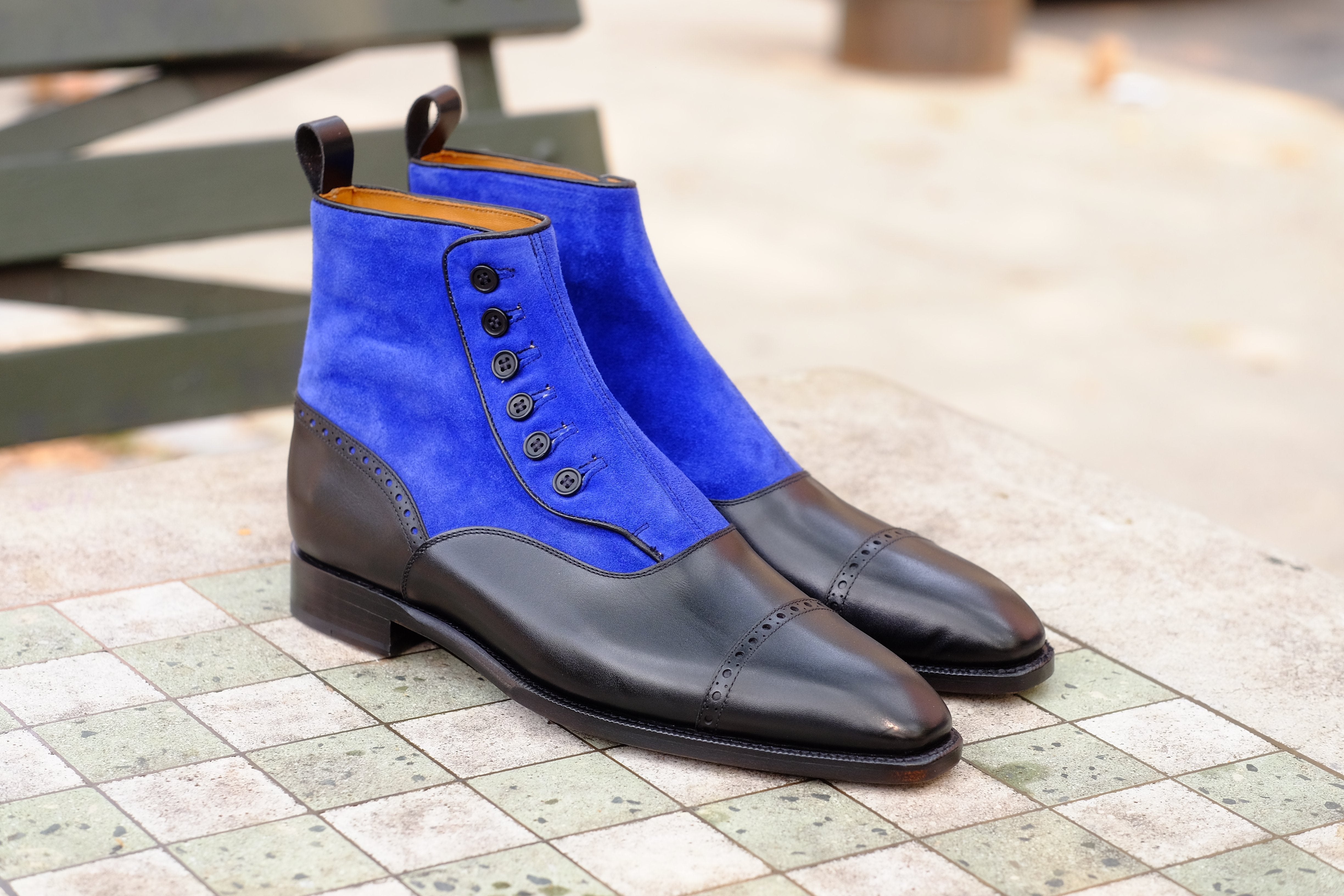 Blue Ridge MTO Black Calf Vivid Blue Suede LPB Last Single Leather Sole - Find the Perfect Pair Here.