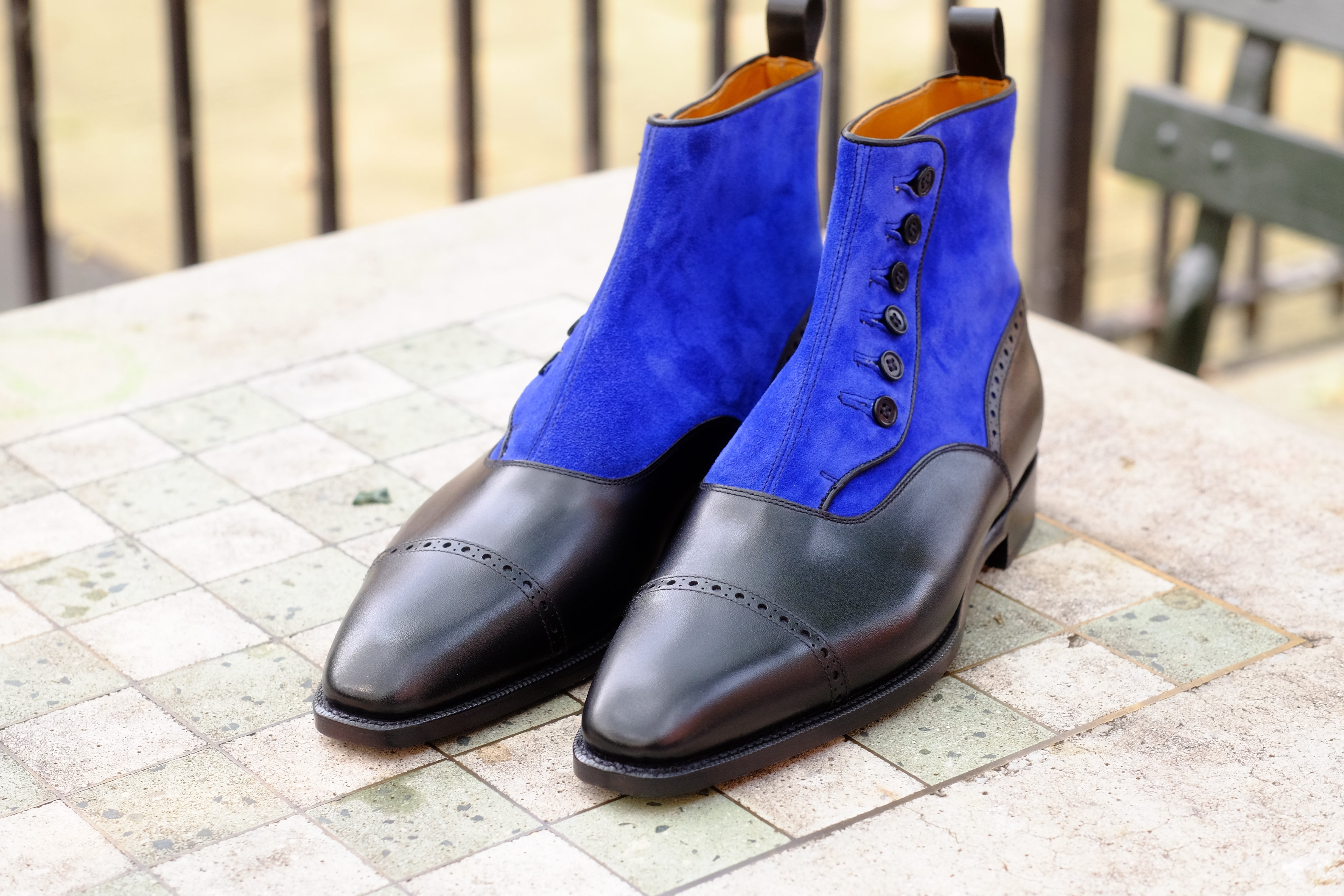 Blue Ridge MTO Black Calf Vivid Blue Suede LPB Last Single Leather Sole - Find the Perfect Pair Here.