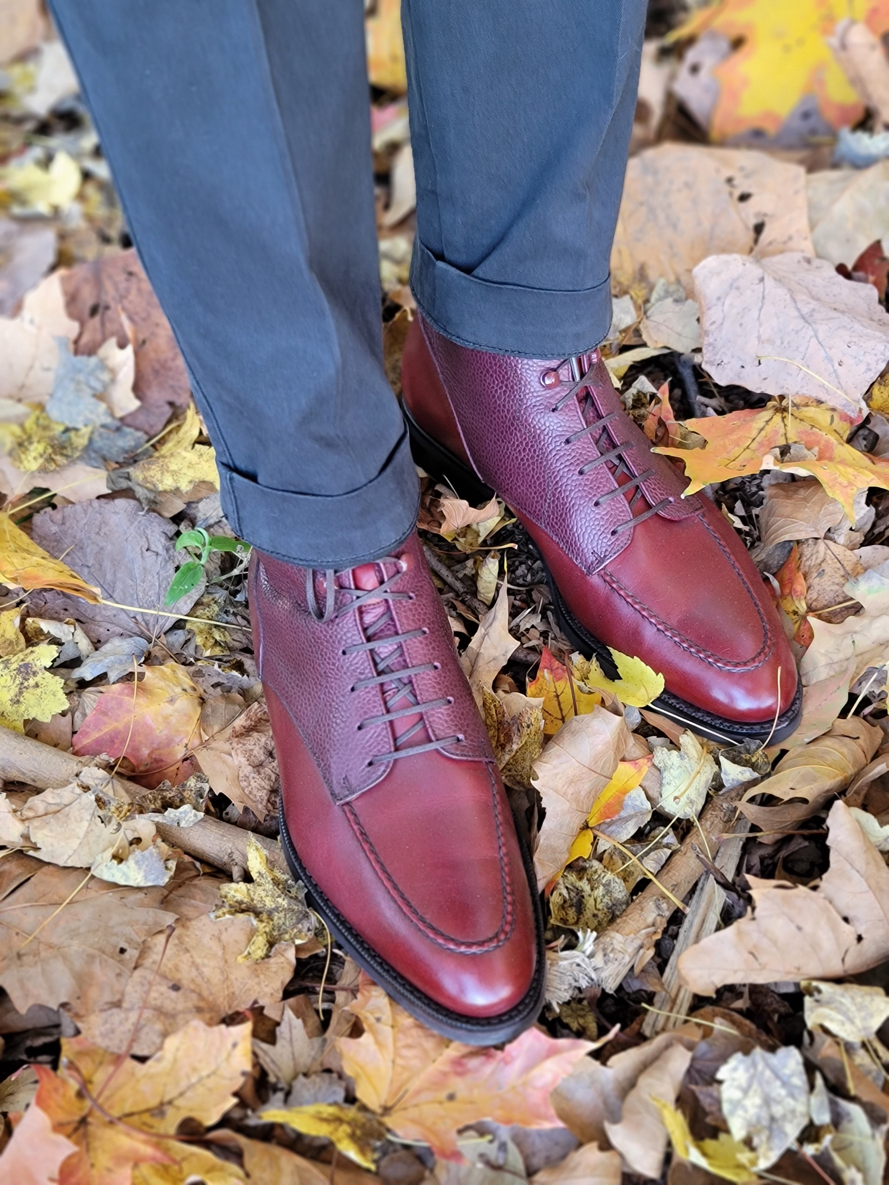 Bremerton Burgundy Calf and Scotch Grain Shoes - TMG Last - Single City Rubber Sole