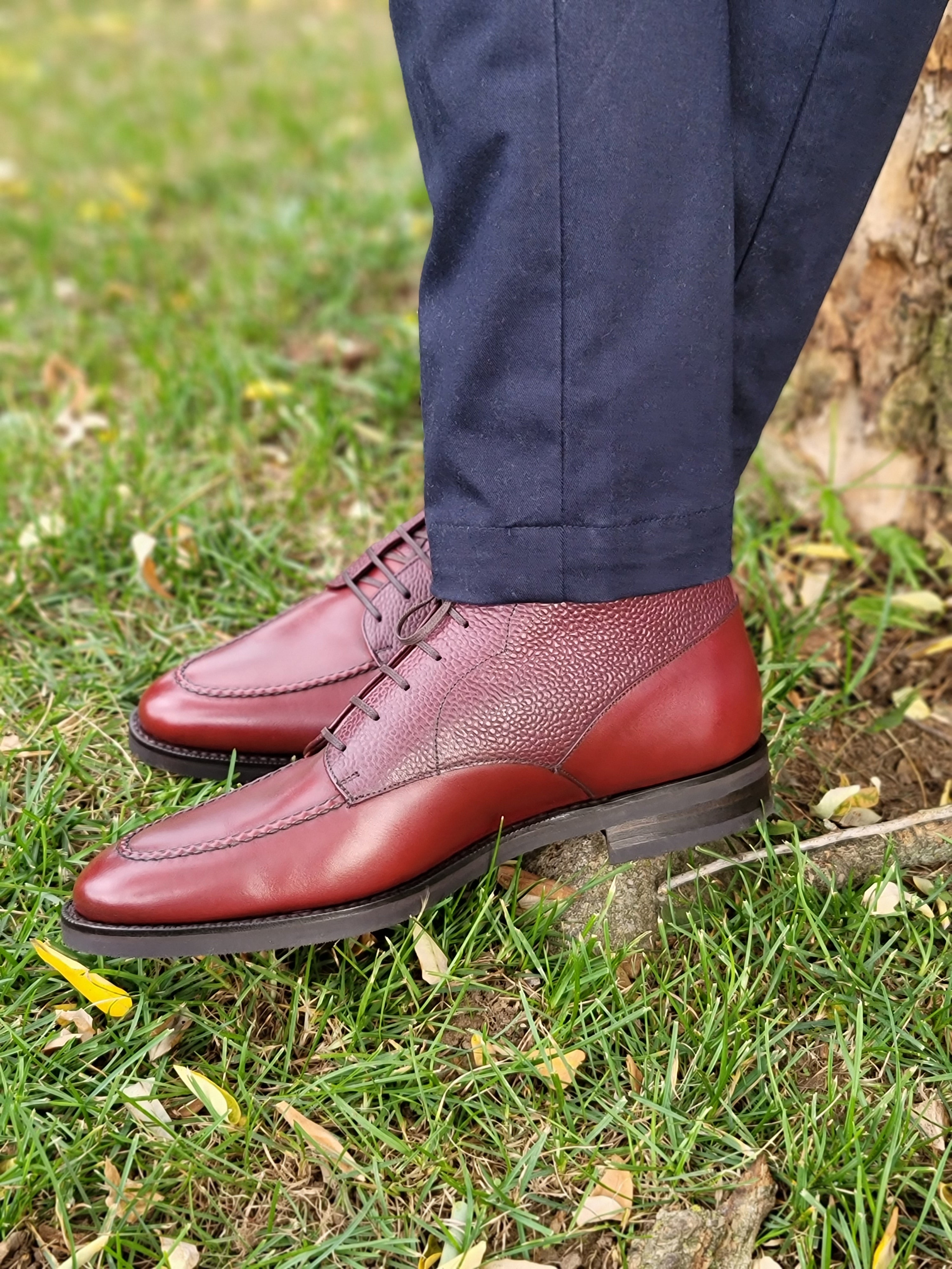 Bremerton Burgundy Calf and Scotch Grain Shoes - TMG Last - Single City Rubber Sole