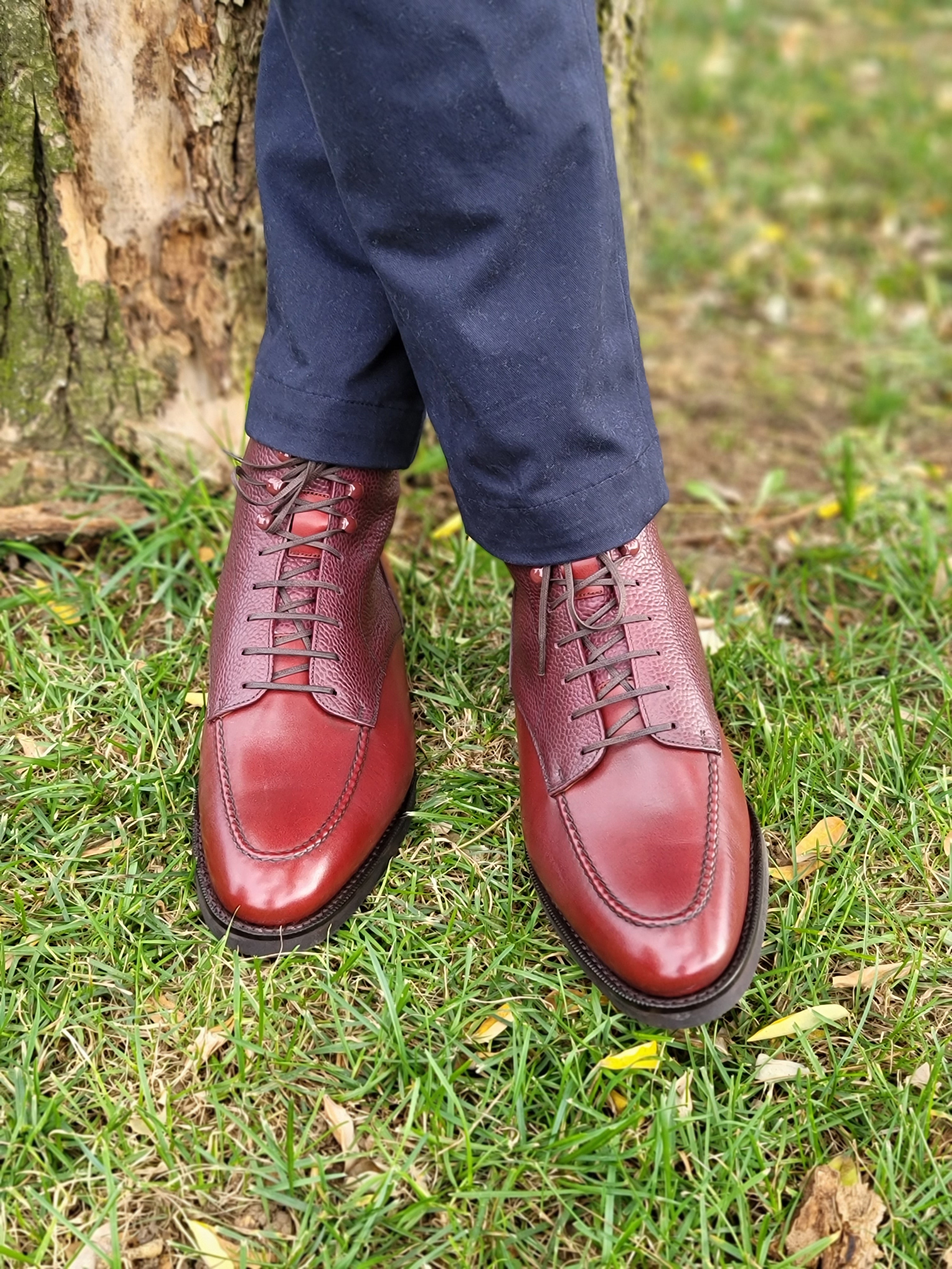 Bremerton Burgundy Calf and Scotch Grain Shoes - TMG Last - Single City Rubber Sole