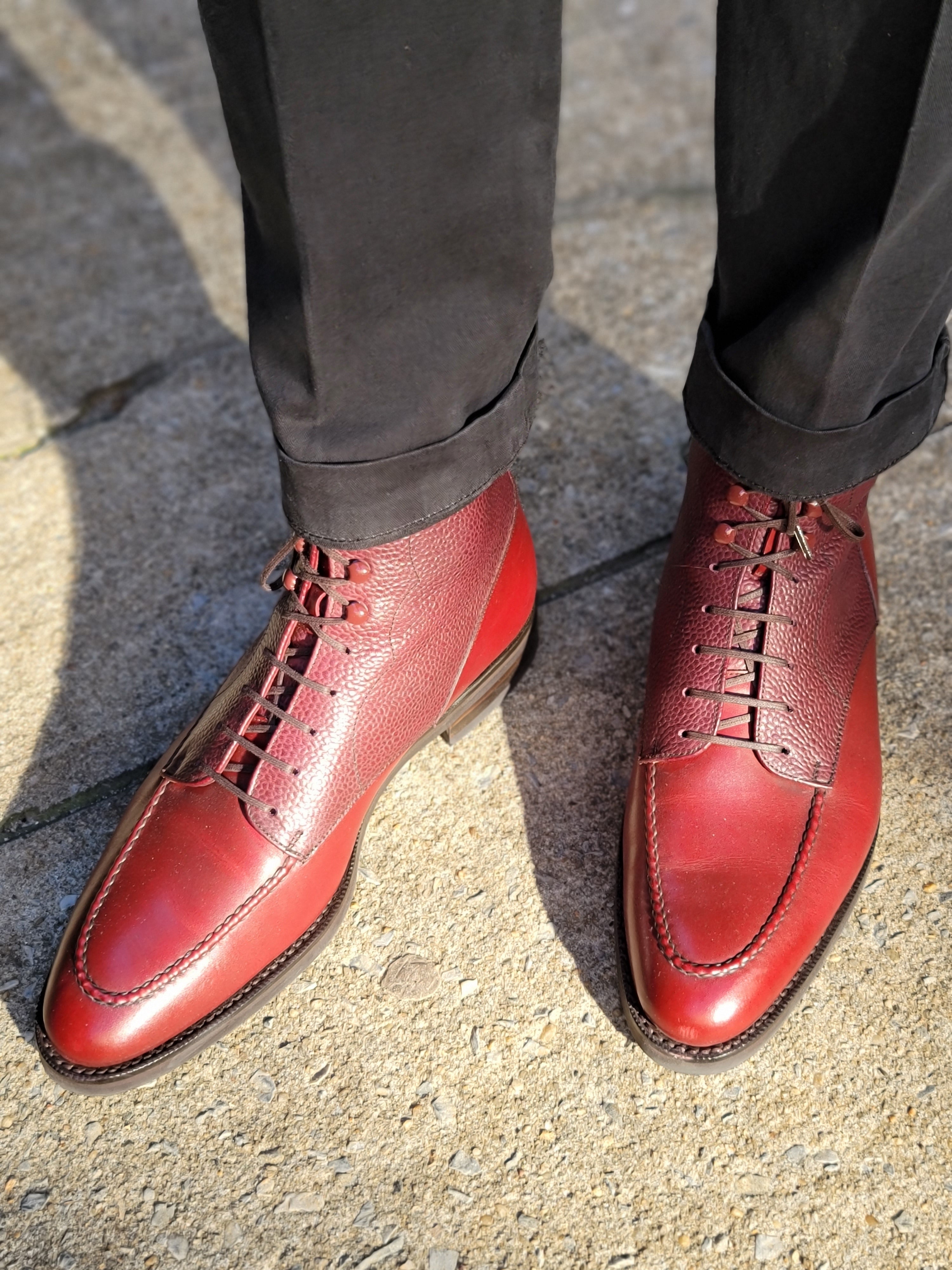 Bremerton Burgundy Calf and Scotch Grain Shoes - TMG Last - Single City Rubber Sole