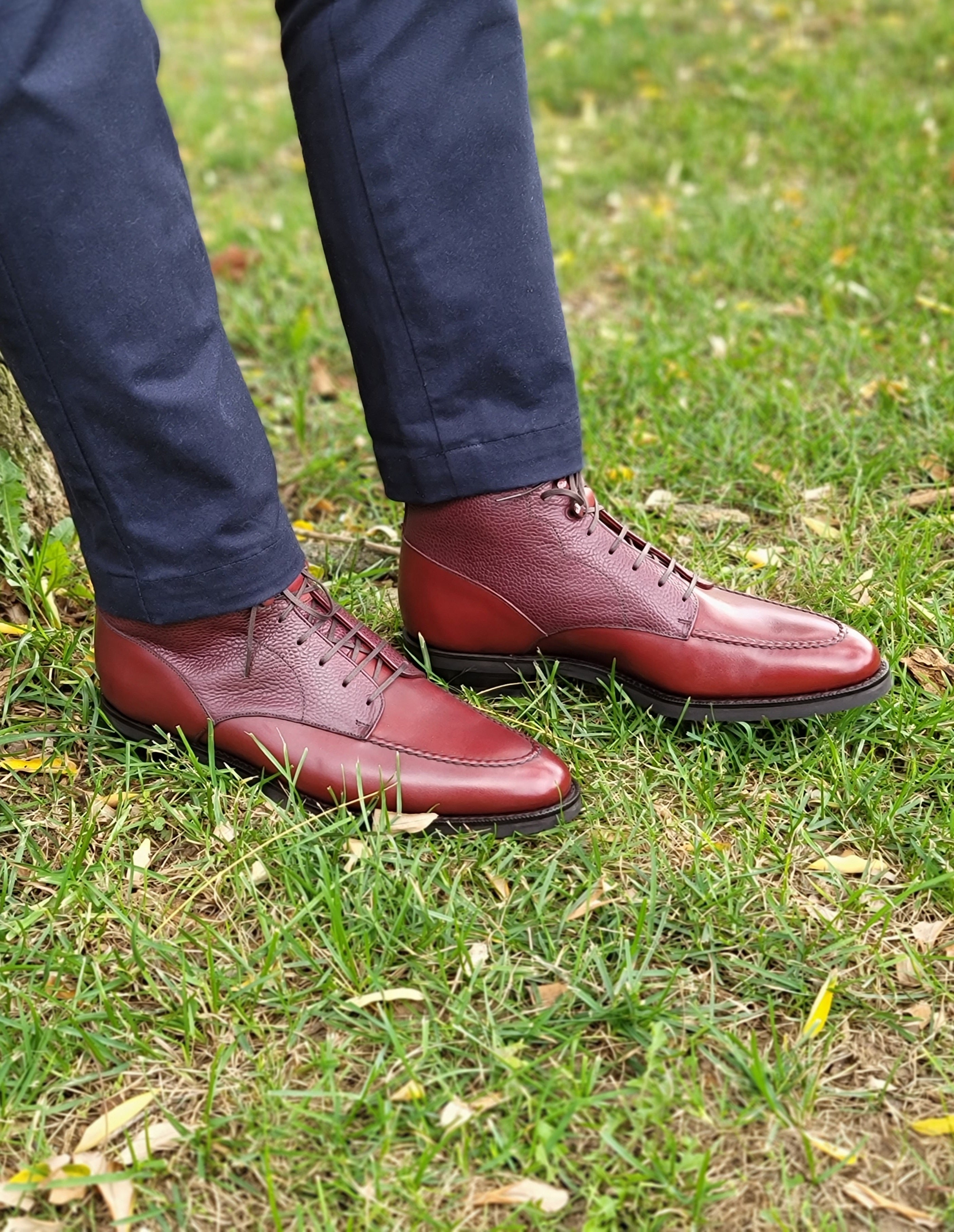 Bremerton Burgundy Calf and Scotch Grain Shoes - TMG Last - Single City Rubber Sole