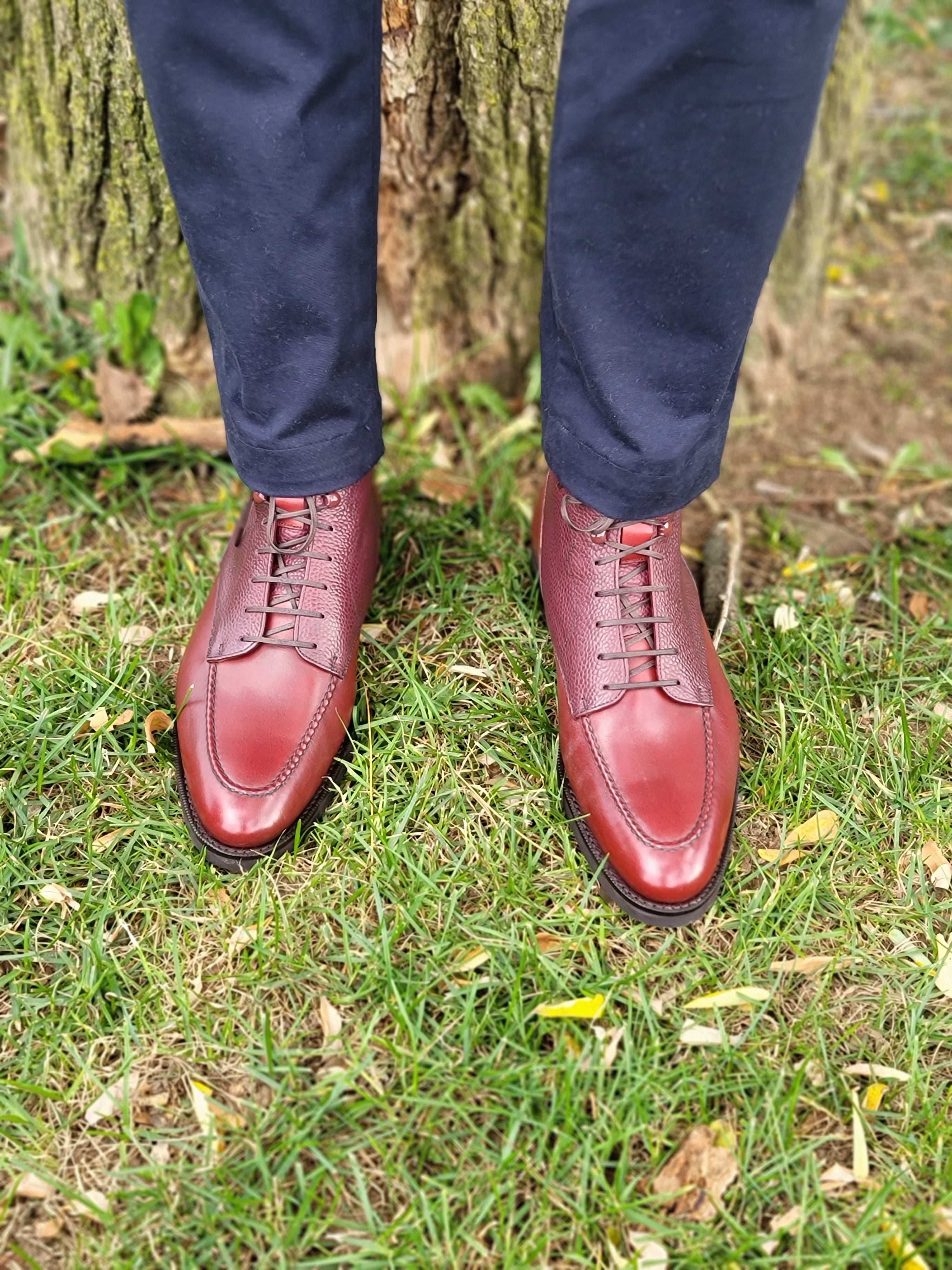 Bremerton Burgundy Calf and Scotch Grain Shoes - TMG Last - Single City Rubber Sole