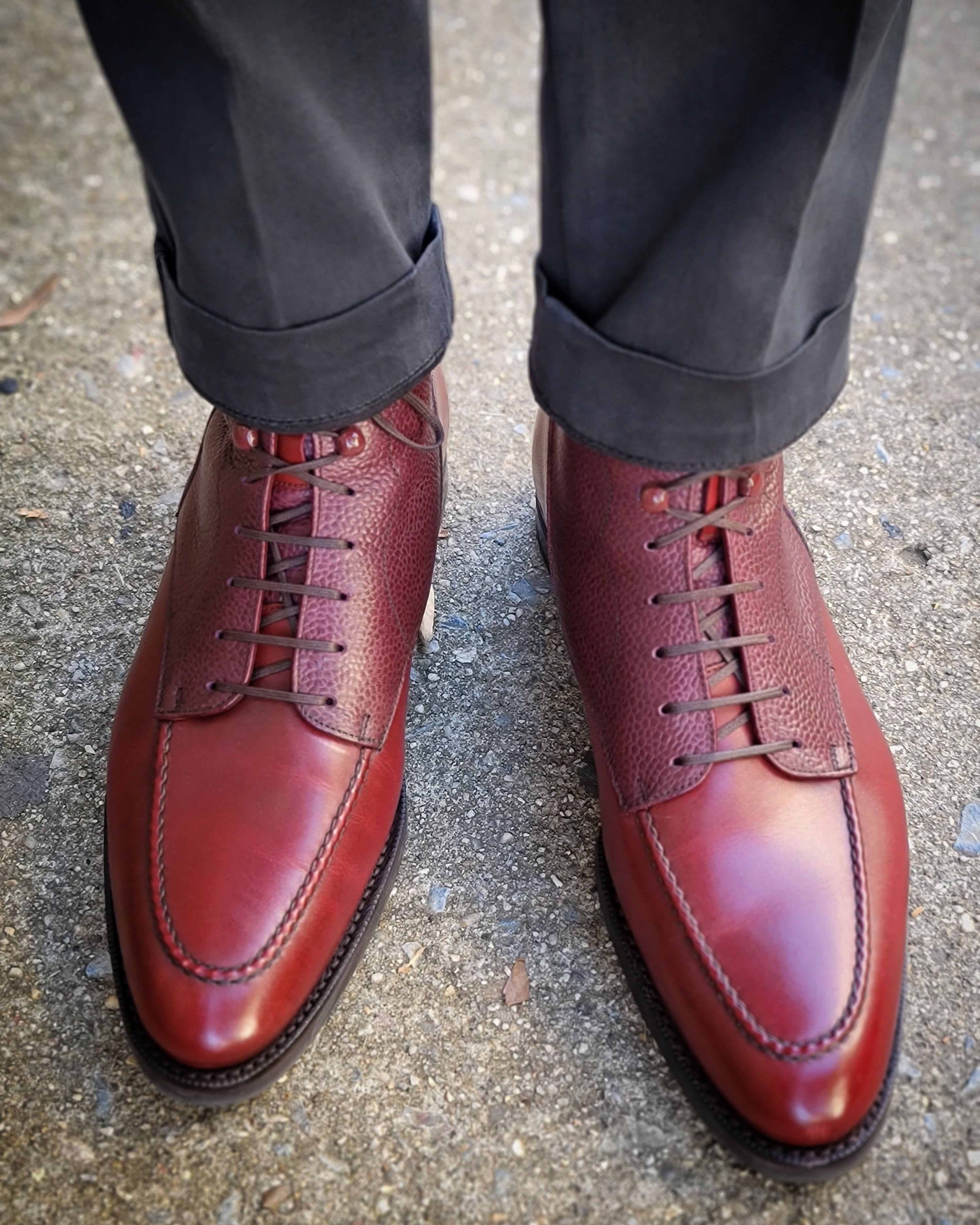 Bremerton Burgundy Calf and Scotch Grain Shoes - TMG Last - Single City Rubber Sole