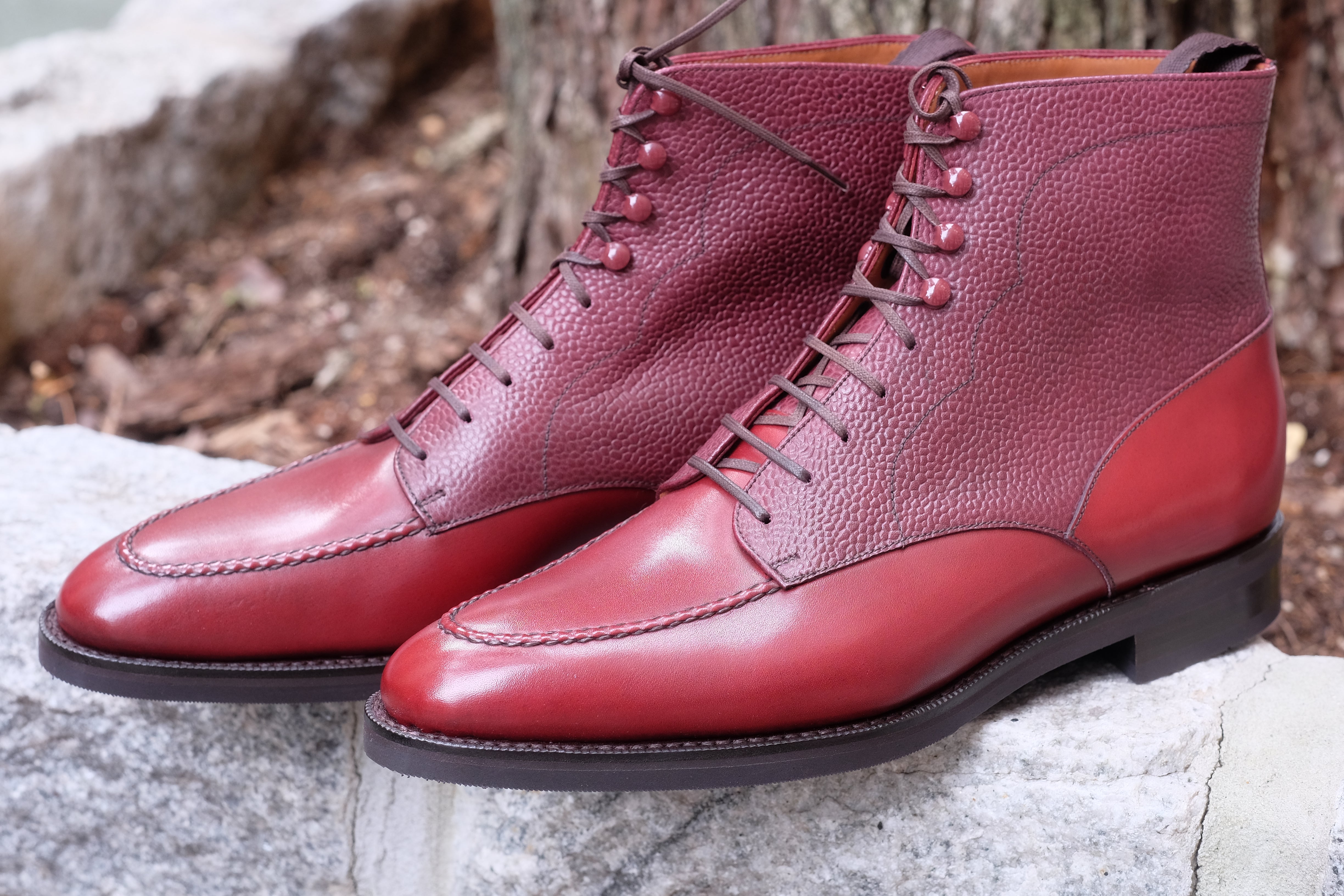 Bremerton Burgundy Calf and Scotch Grain Shoes - TMG Last - Single City Rubber Sole