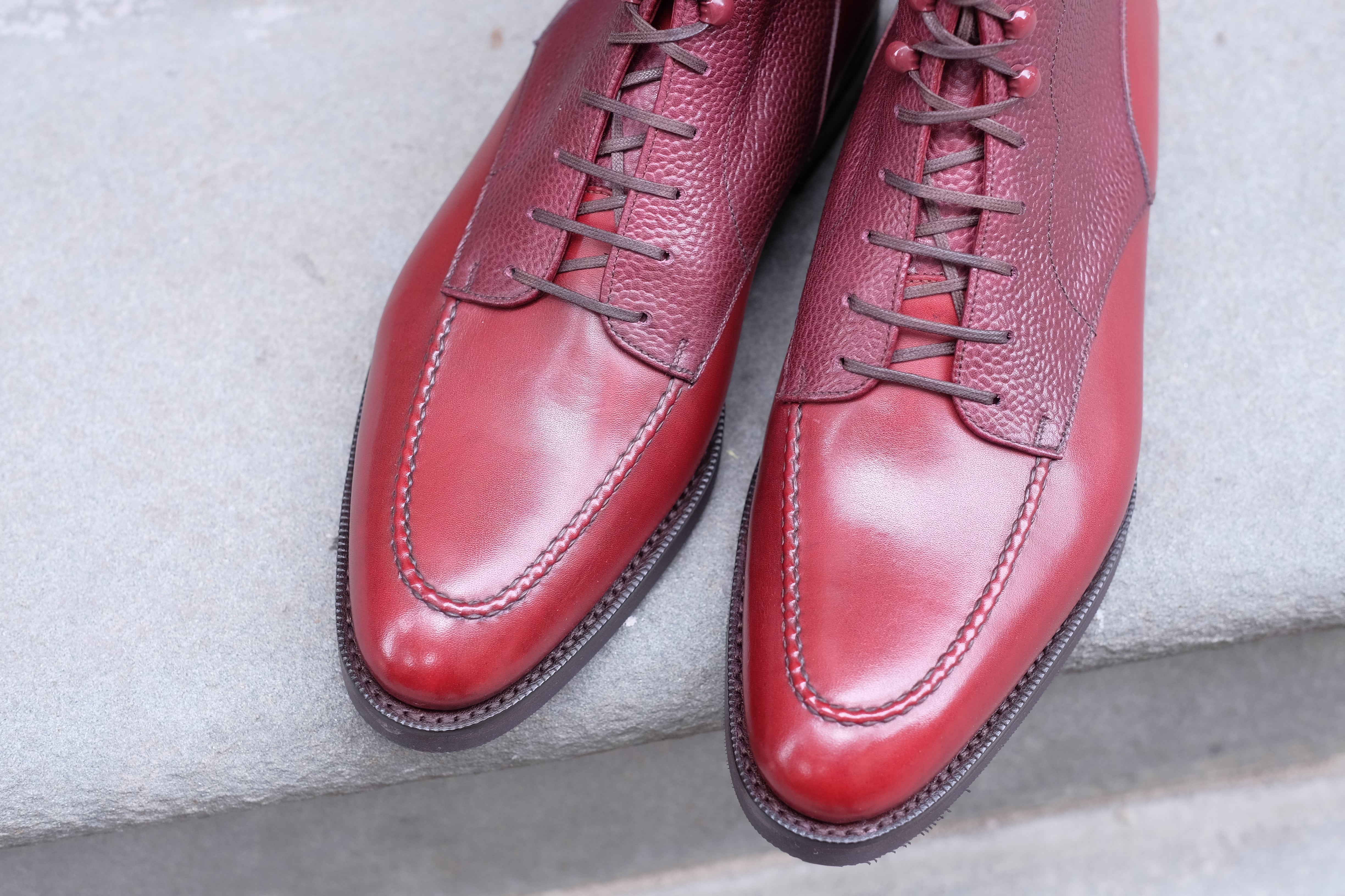 Bremerton Burgundy Calf and Scotch Grain Shoes - TMG Last - Single City Rubber Sole