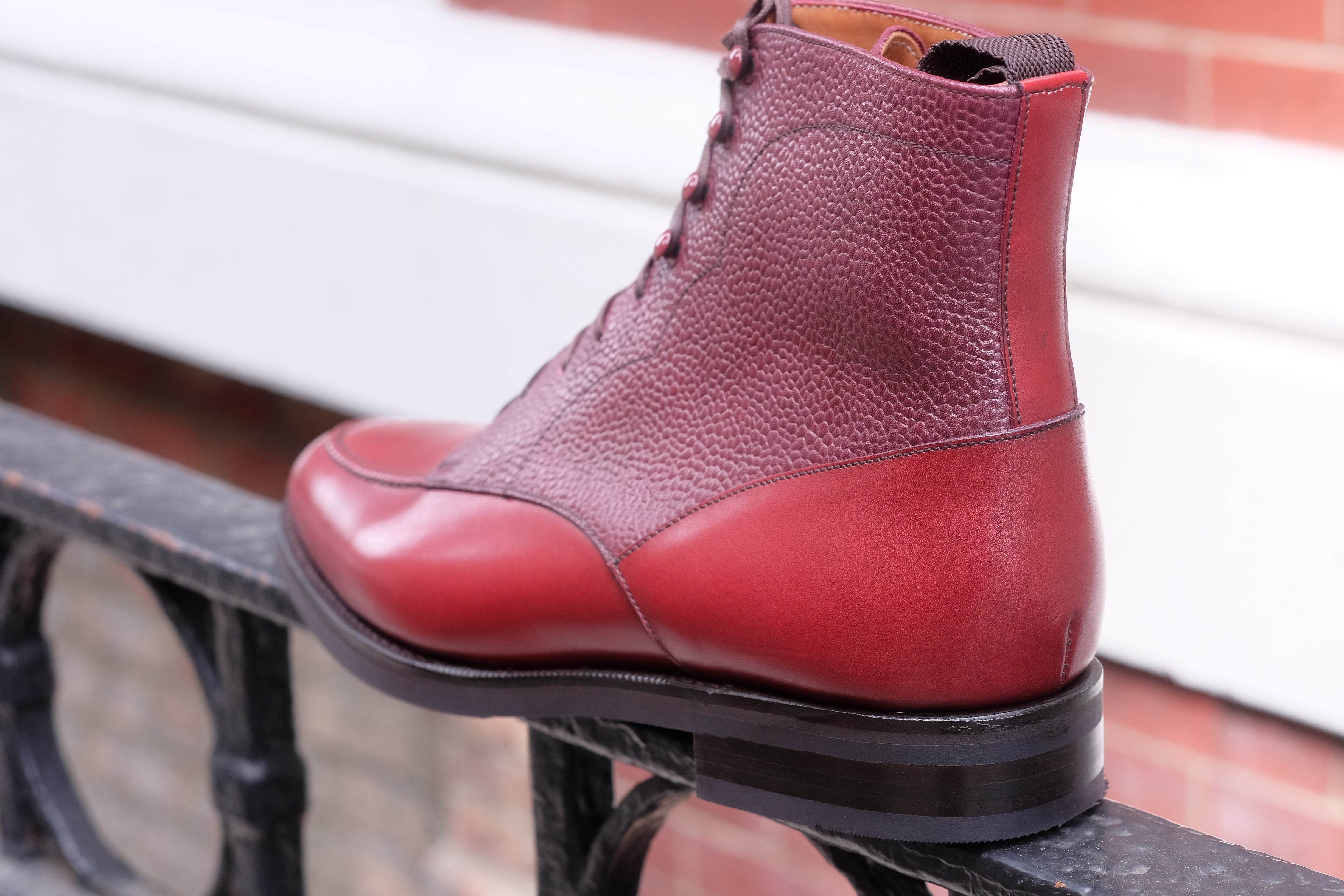 Bremerton Burgundy Calf and Scotch Grain Shoes - TMG Last - Single City Rubber Sole