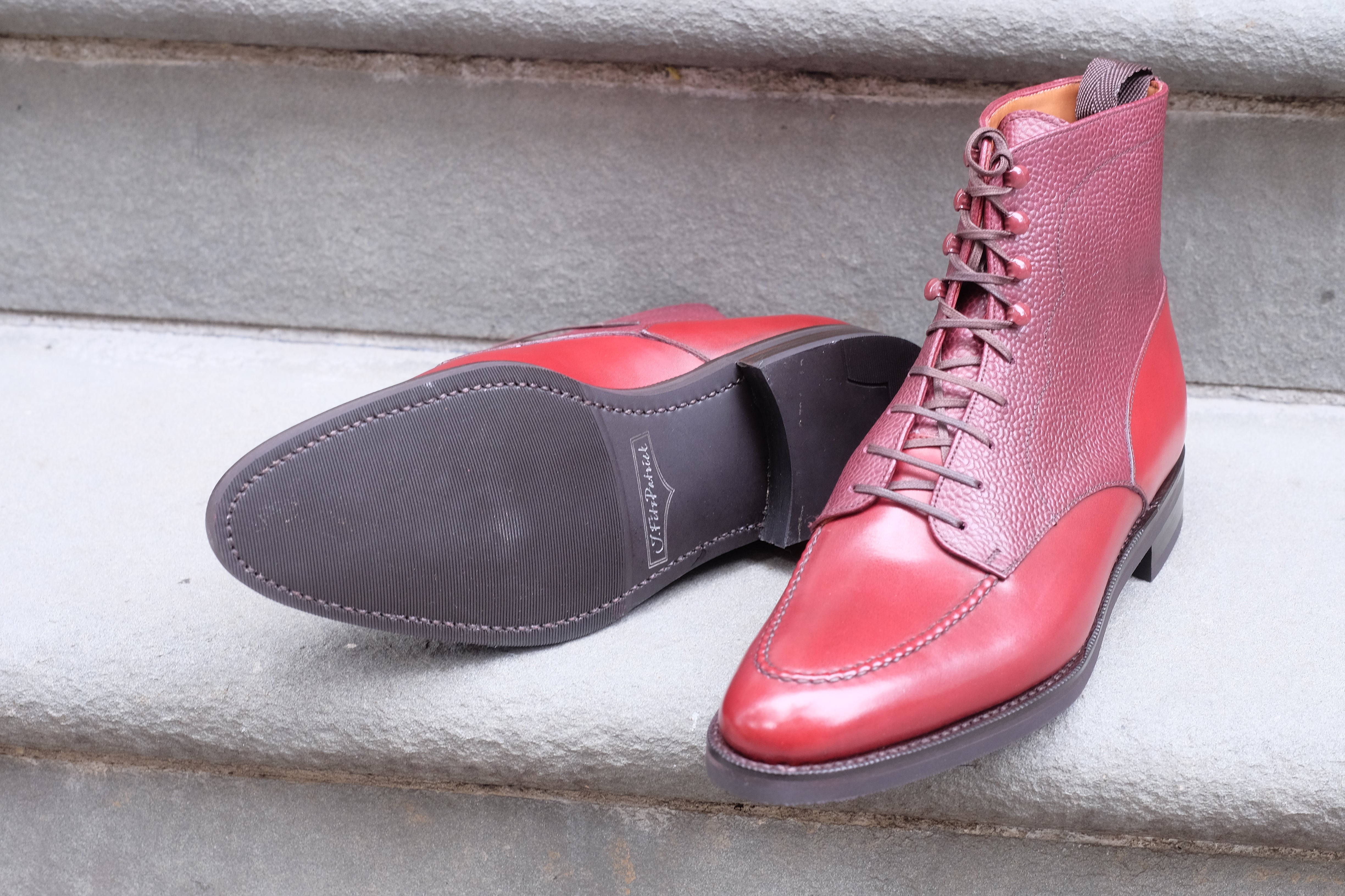 Bremerton Burgundy Calf and Scotch Grain Shoes - TMG Last - Single City Rubber Sole