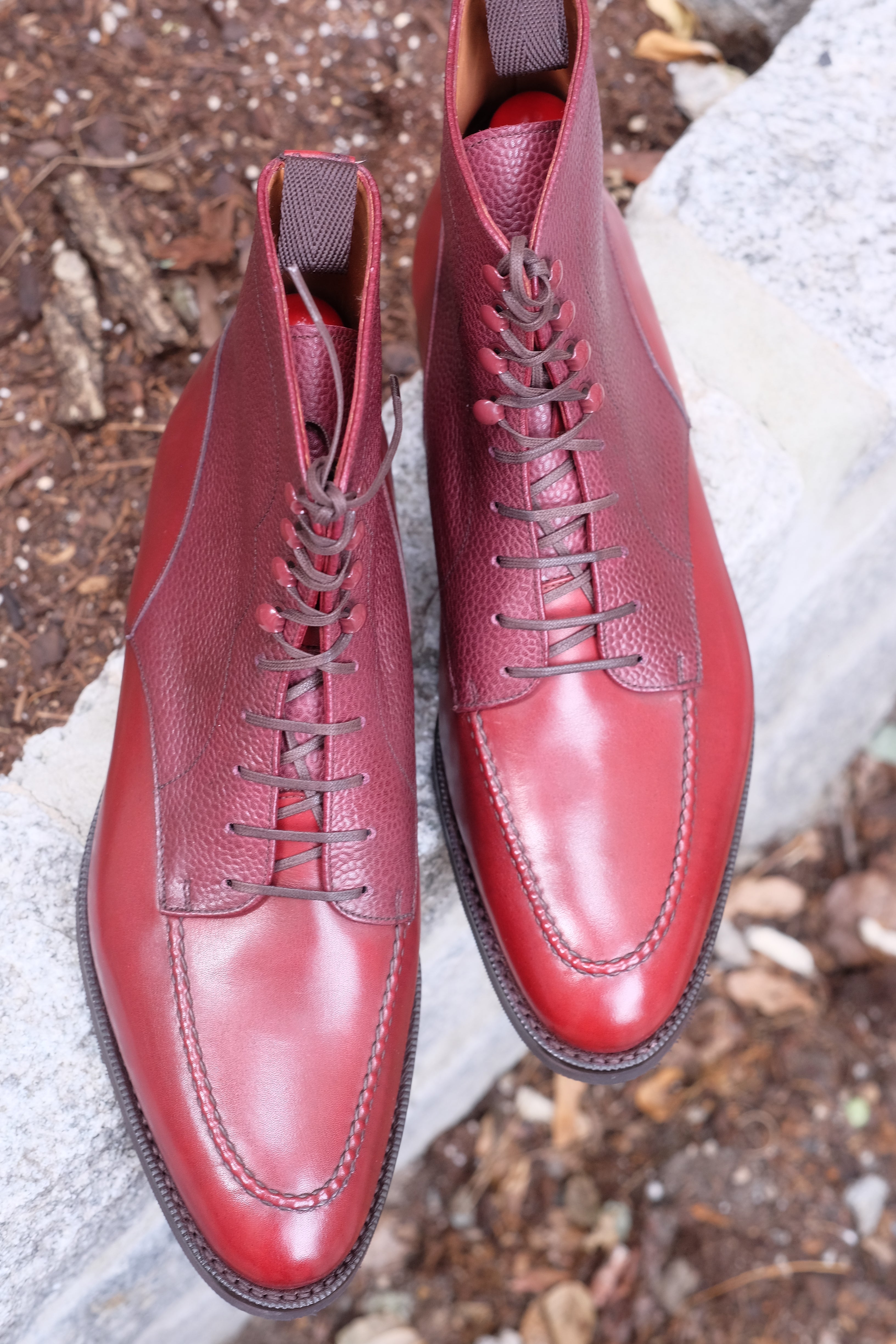 Bremerton Burgundy Calf and Scotch Grain Shoes - TMG Last - Single City Rubber Sole