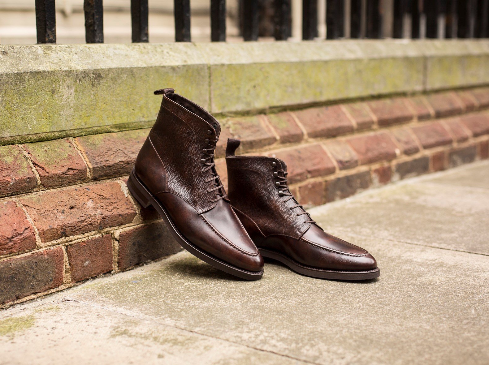 Bremerton Dark Brown Museum Calf and Dark Brown Scotch Grain Shoes - TMG Last - Double City Rubber Sole.