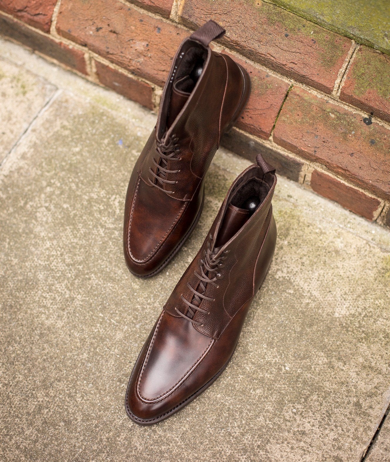 Bremerton Dark Brown Museum Calf and Dark Brown Scotch Grain Shoes - TMG Last - Double City Rubber Sole.