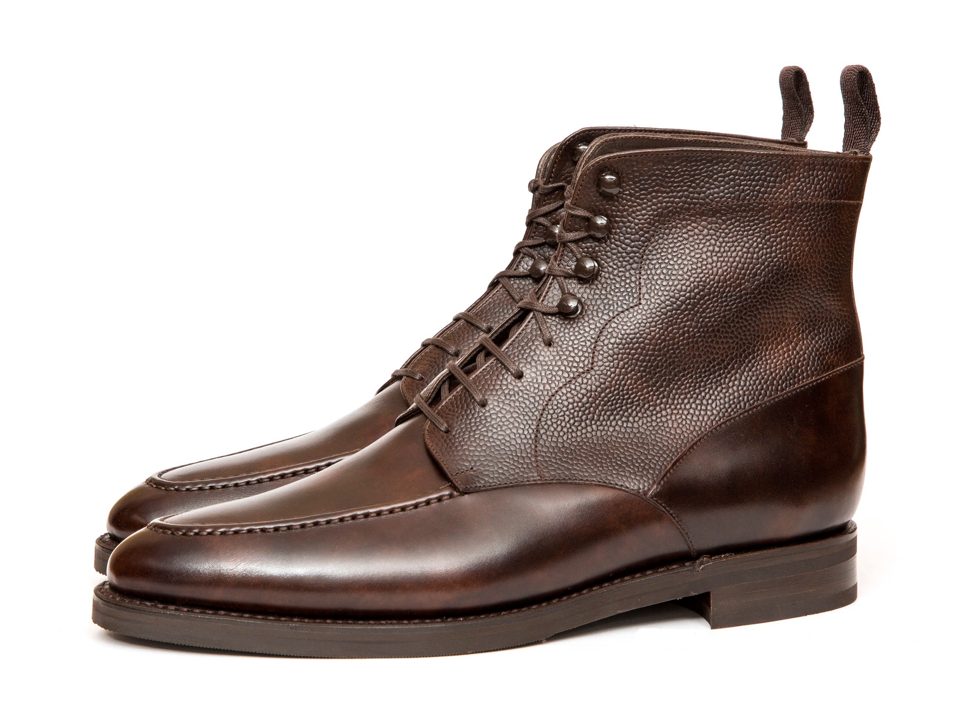 Bremerton Dark Brown Museum Calf and Dark Brown Scotch Grain Shoes - TMG Last - Double City Rubber Sole.