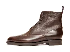 Bremerton Dark Brown Museum Calf and Dark Brown Scotch Grain Shoes - TMG Last - Double City Rubber Sole.