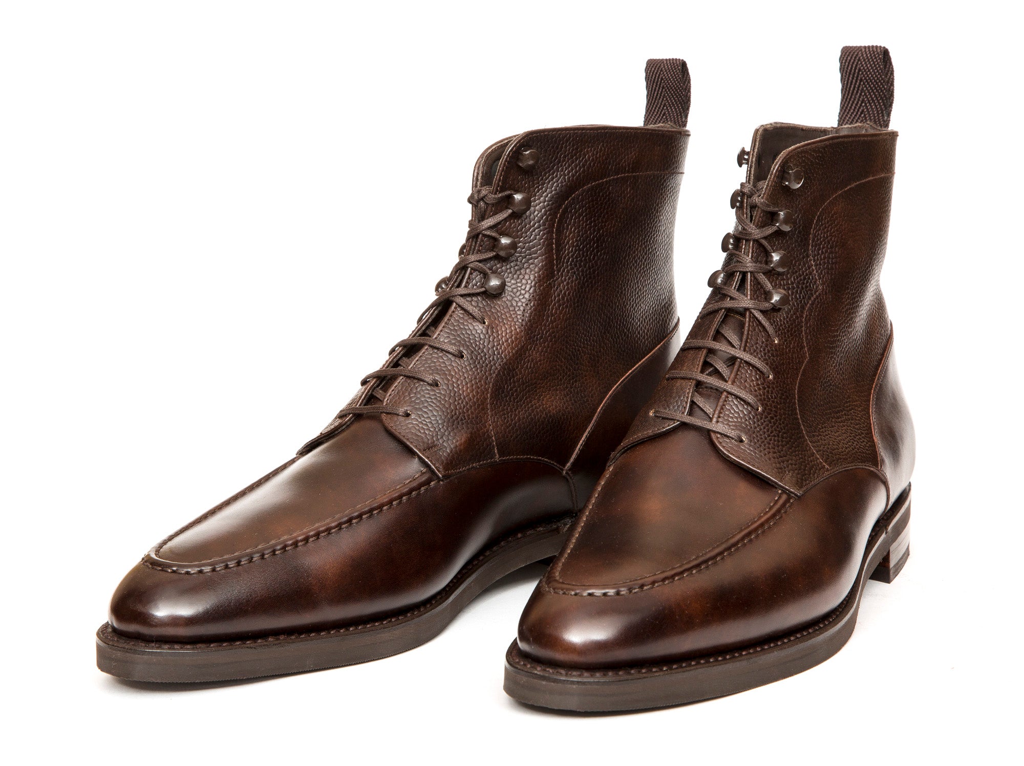 Bremerton Dark Brown Museum Calf and Dark Brown Scotch Grain Shoes - TMG Last - Double City Rubber Sole.