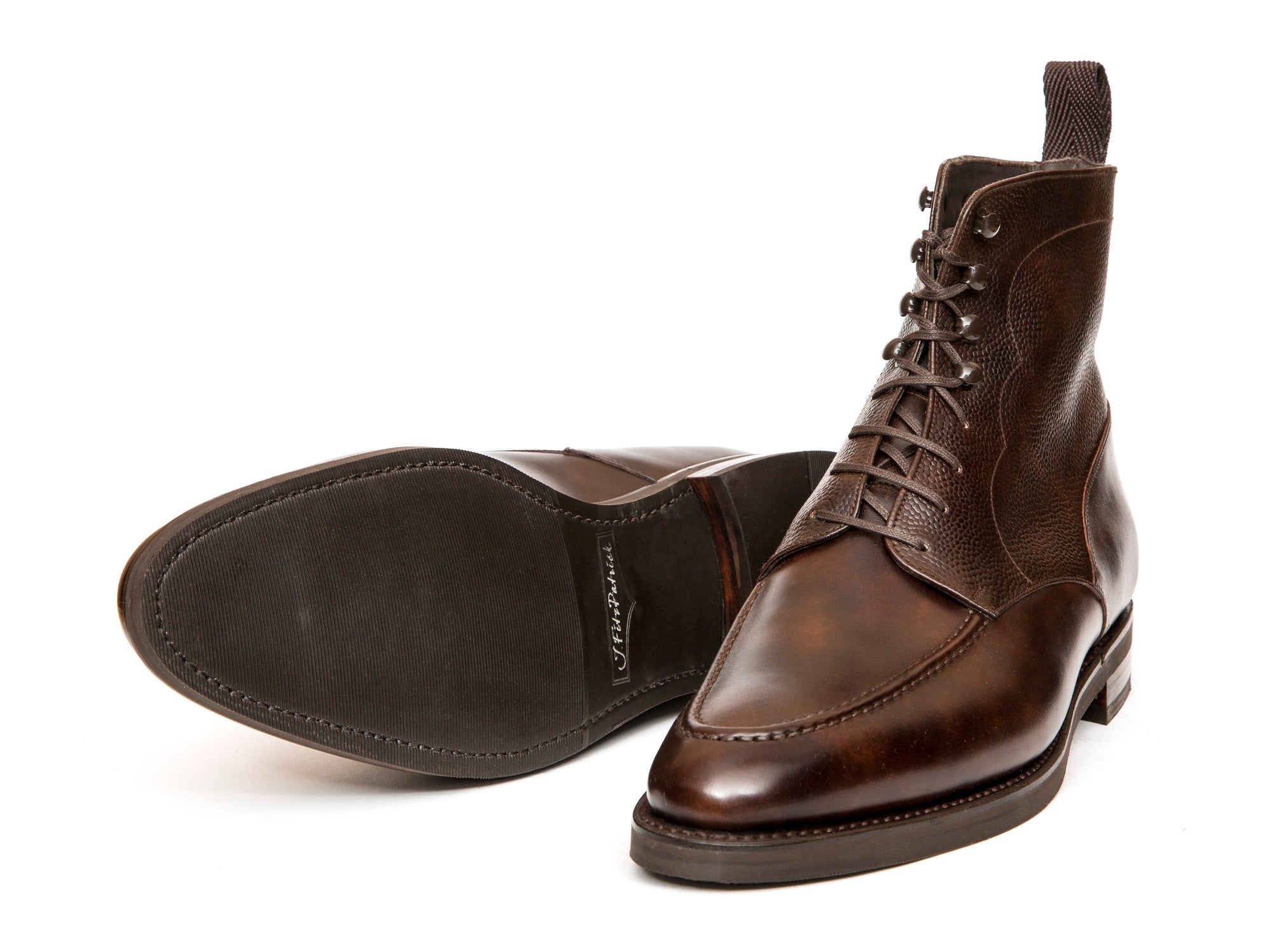 Bremerton Dark Brown Museum Calf and Dark Brown Scotch Grain Shoes - TMG Last - Double City Rubber Sole.