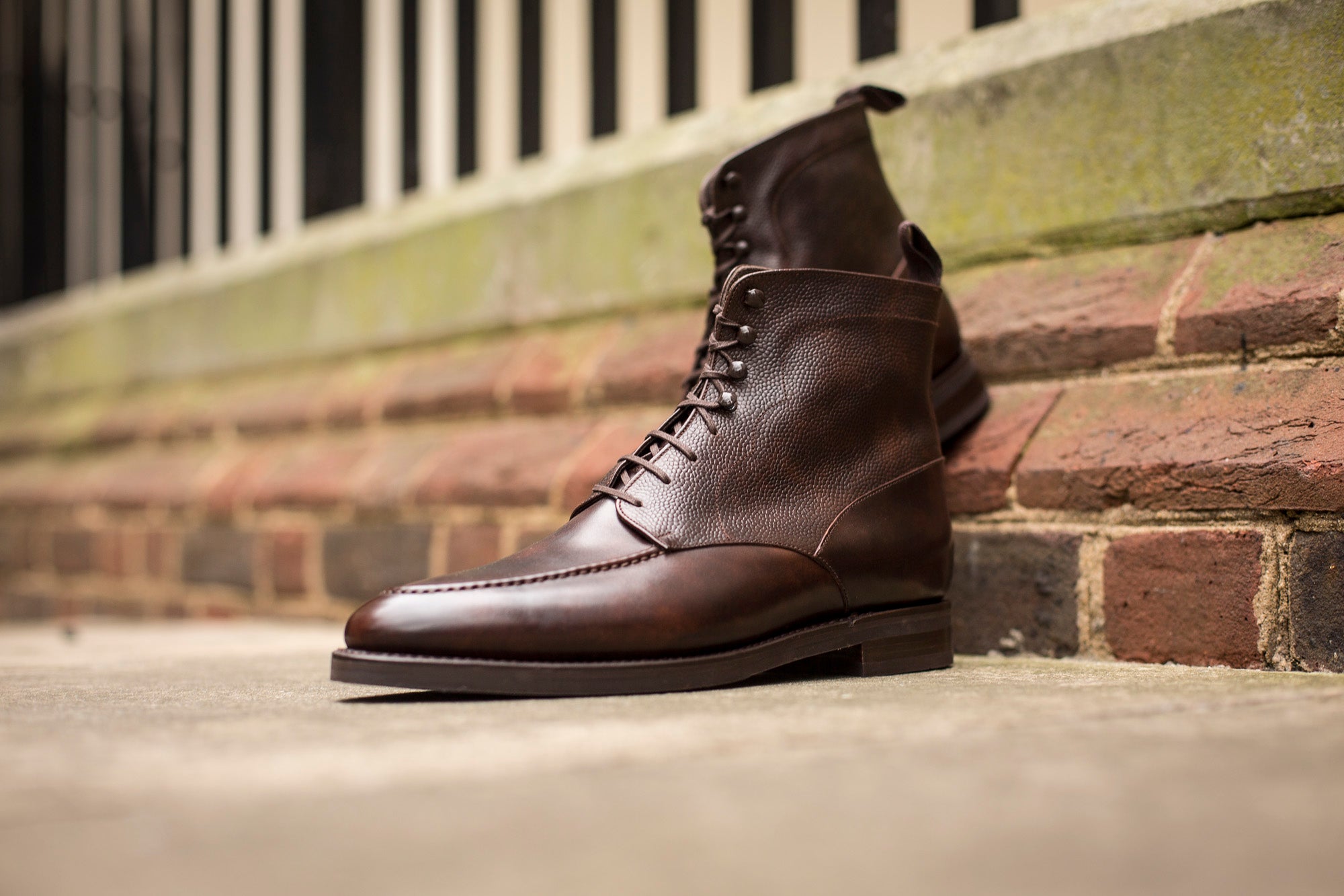 Bremerton Dark Brown Museum Calf and Dark Brown Scotch Grain Shoes - TMG Last - Double City Rubber Sole.