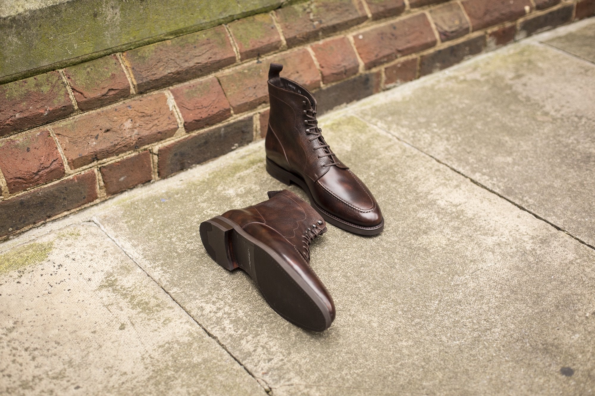 Bremerton Dark Brown Museum Calf and Dark Brown Scotch Grain Shoes - TMG Last - Double City Rubber Sole.