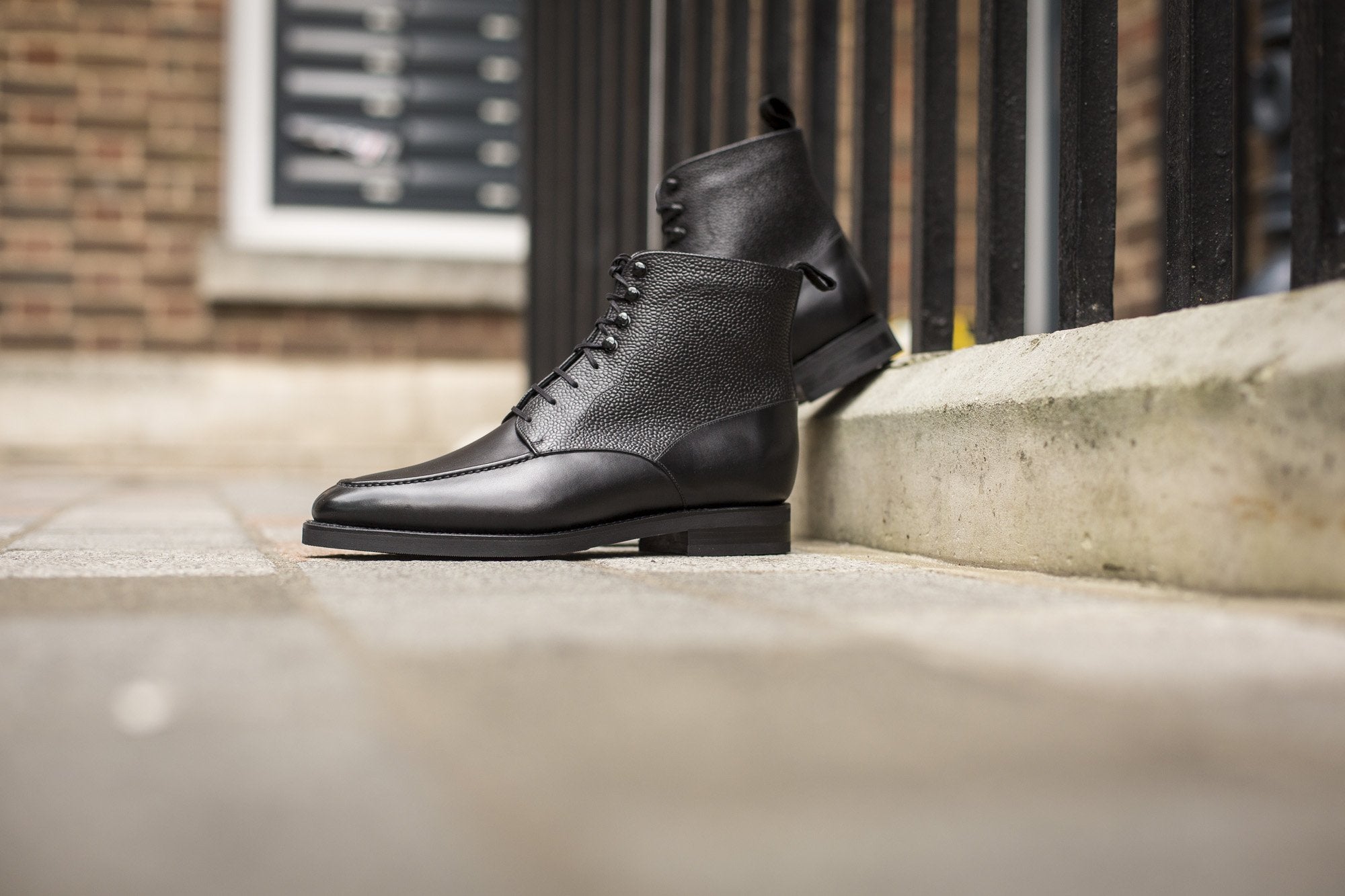 Bremerton MTO Black Calf Black Scotch Grain TMG Last Double City Rubber Sole