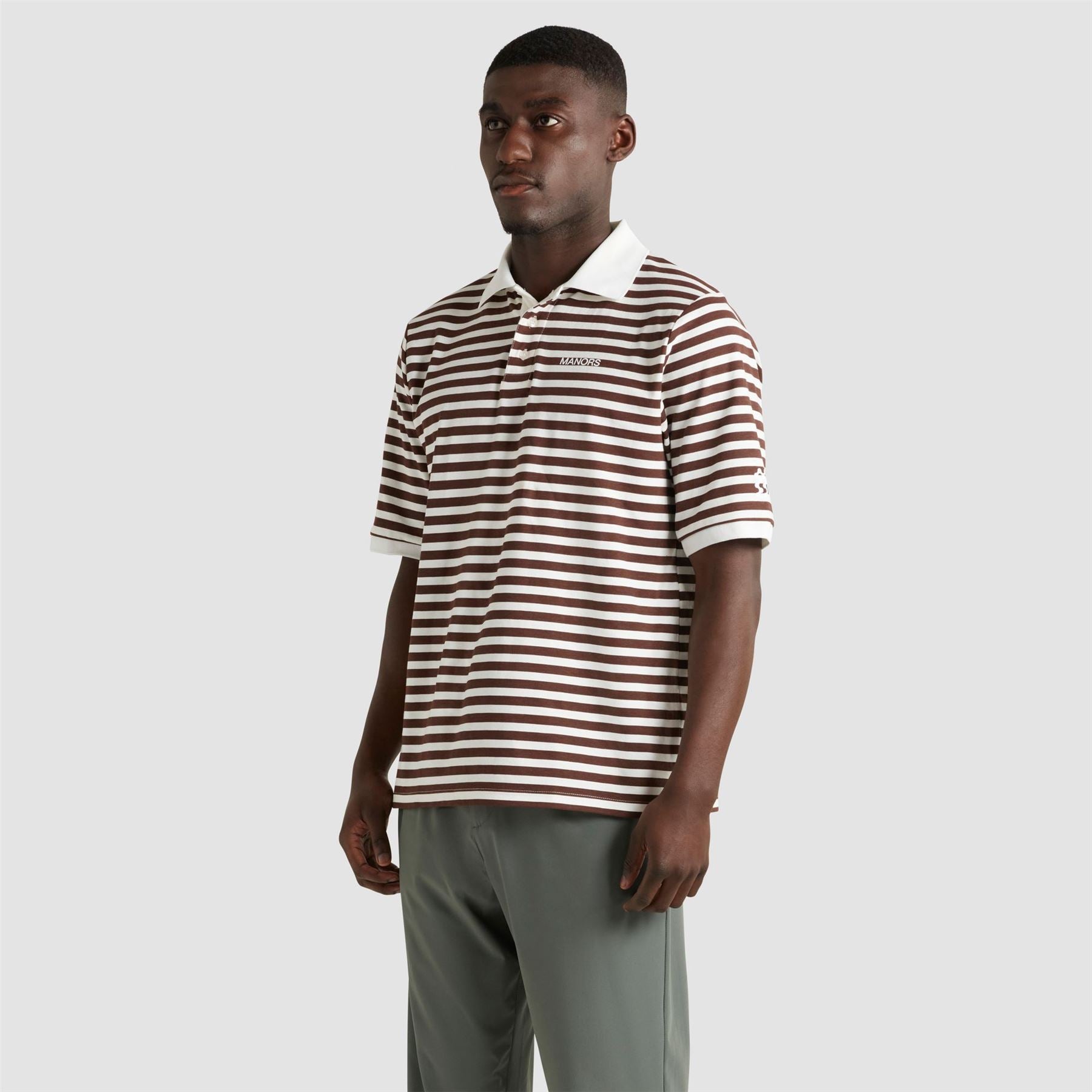 Brown Striped Pique Polo - G.O.A.T. SS23