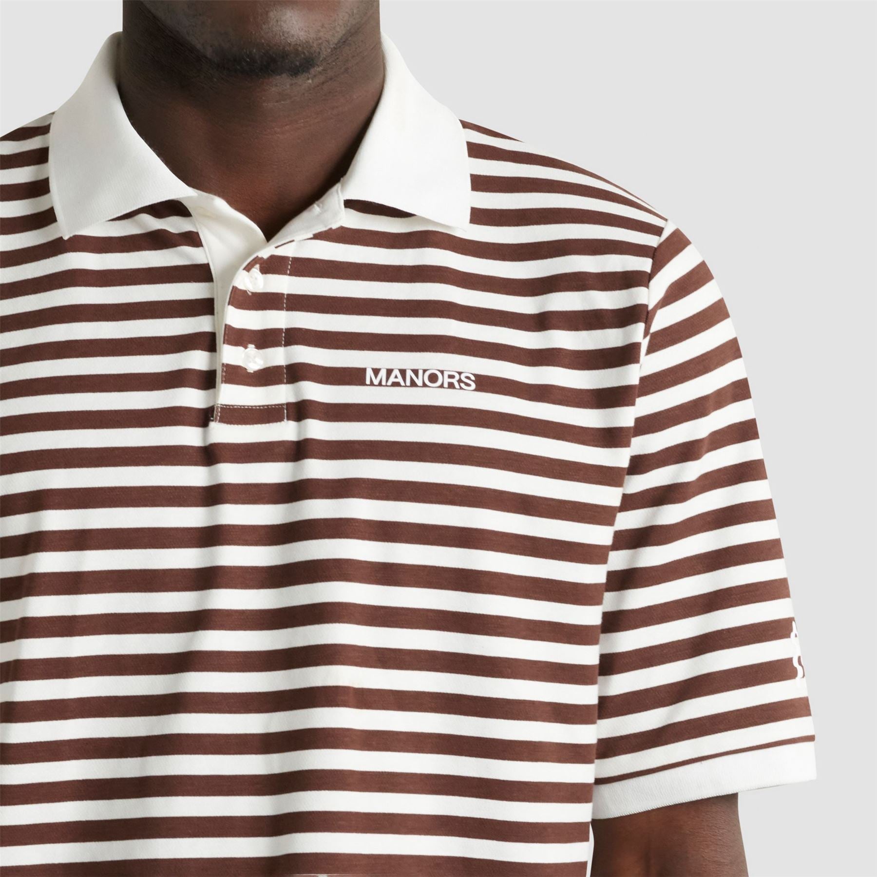 Brown Striped Pique Polo - G.O.A.T. SS23