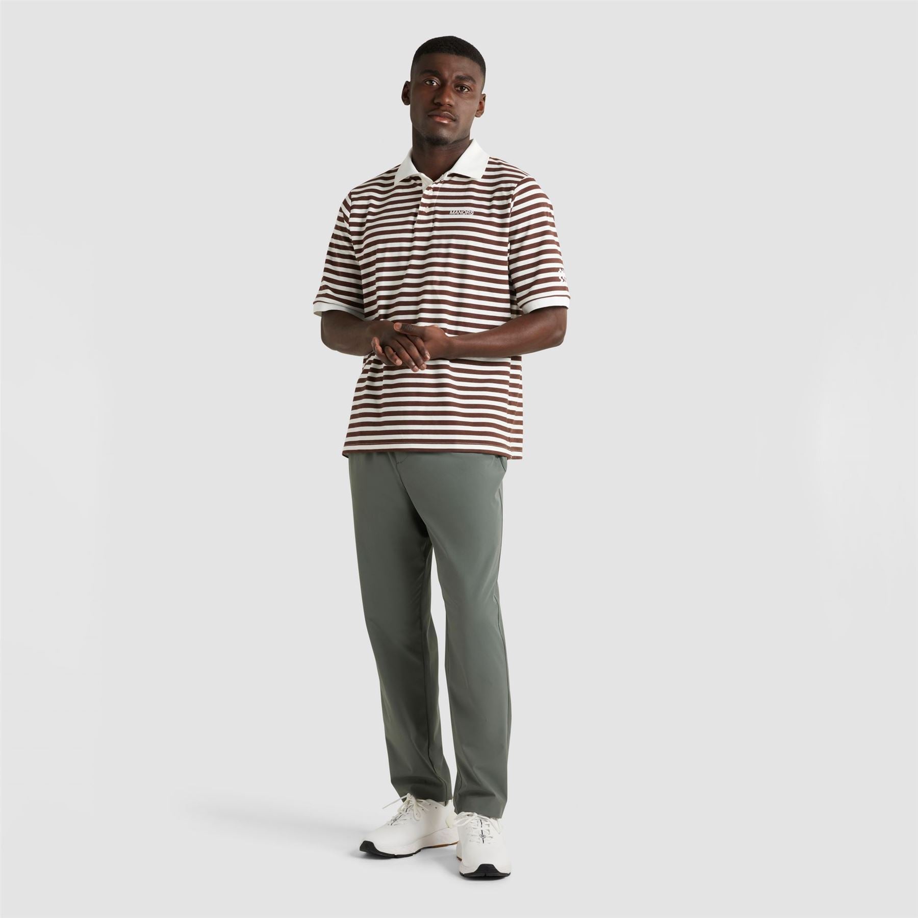 Brown Striped Pique Polo - G.O.A.T. SS23