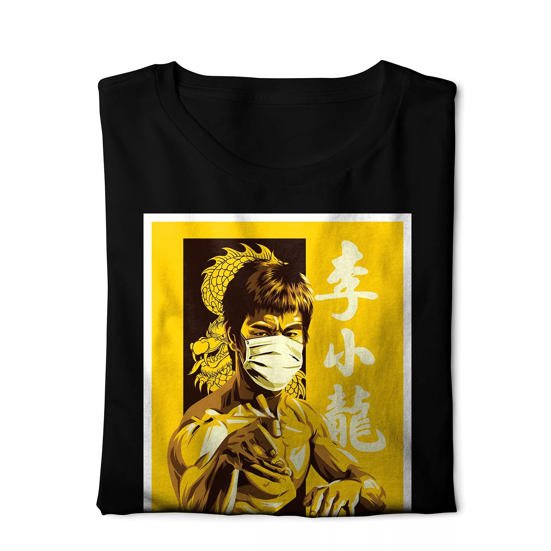 Bruce Lee Kung Flu T-shirt - Black Digital Graphics