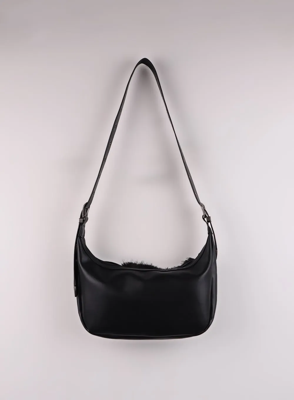 Buckled Crescent Faux Leather Bag - IJ419