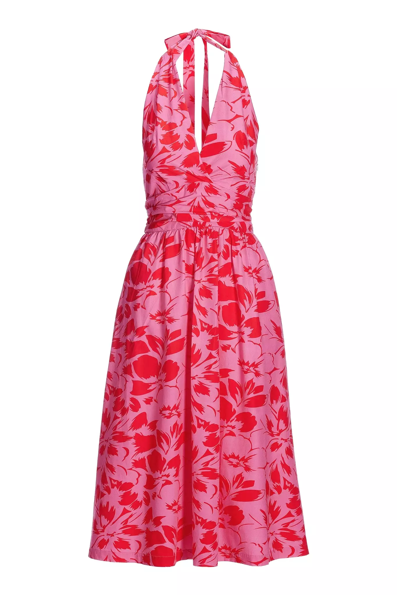 Cabana Pink Floral Halter Fit Flare Dress