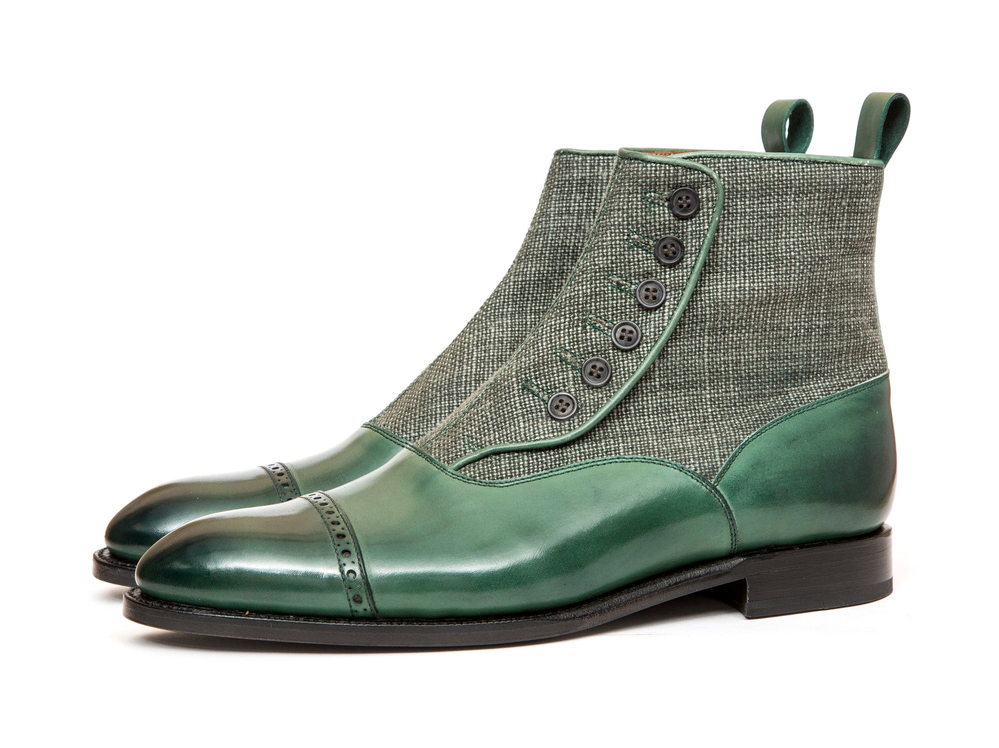 Carkeek Forest Green Calf Military Canvas NGT Last Single Leather Sole