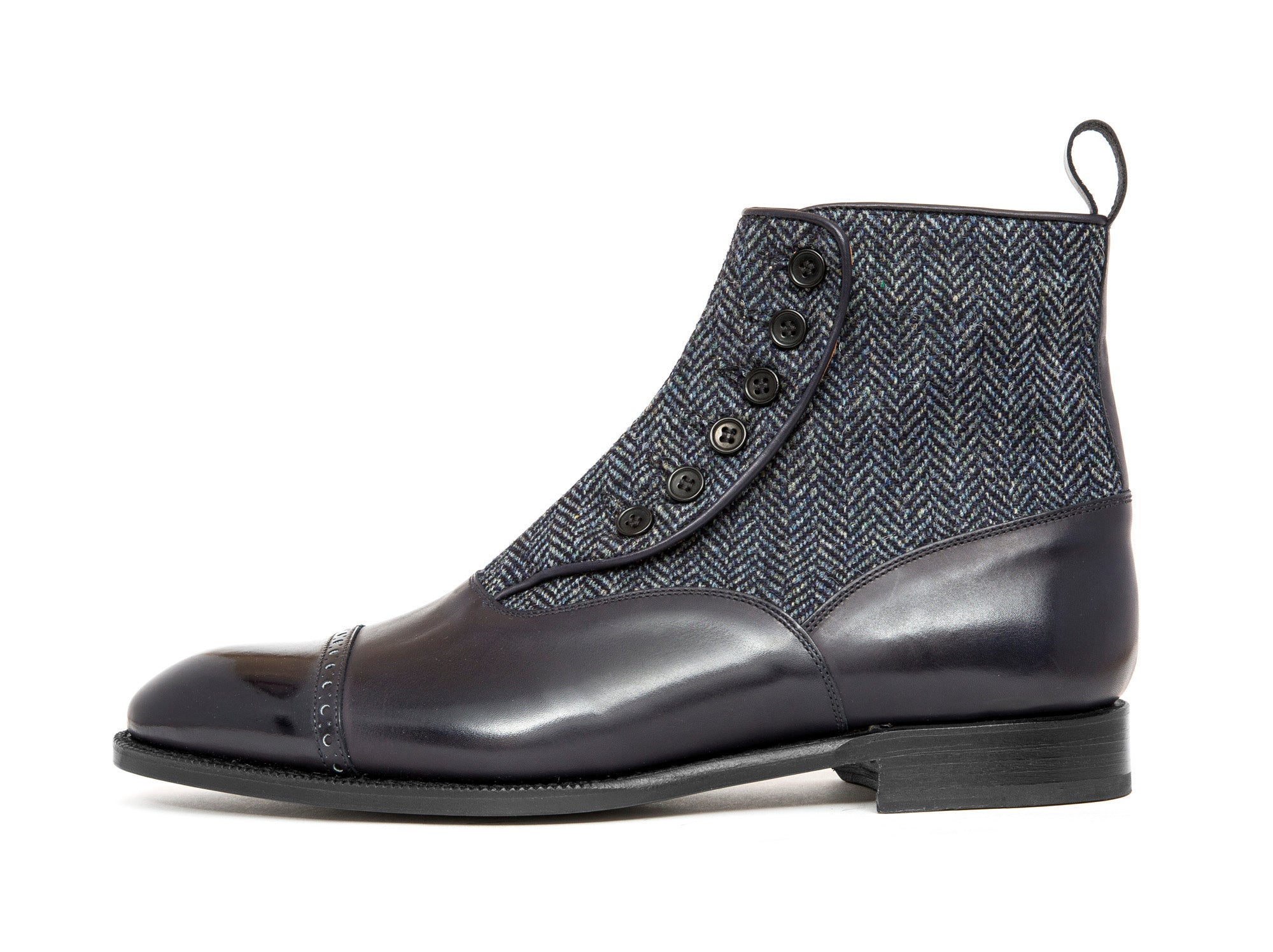 Carkeek MTO Midnight Calf Blue Tweed NGT Last Single Leather Sole