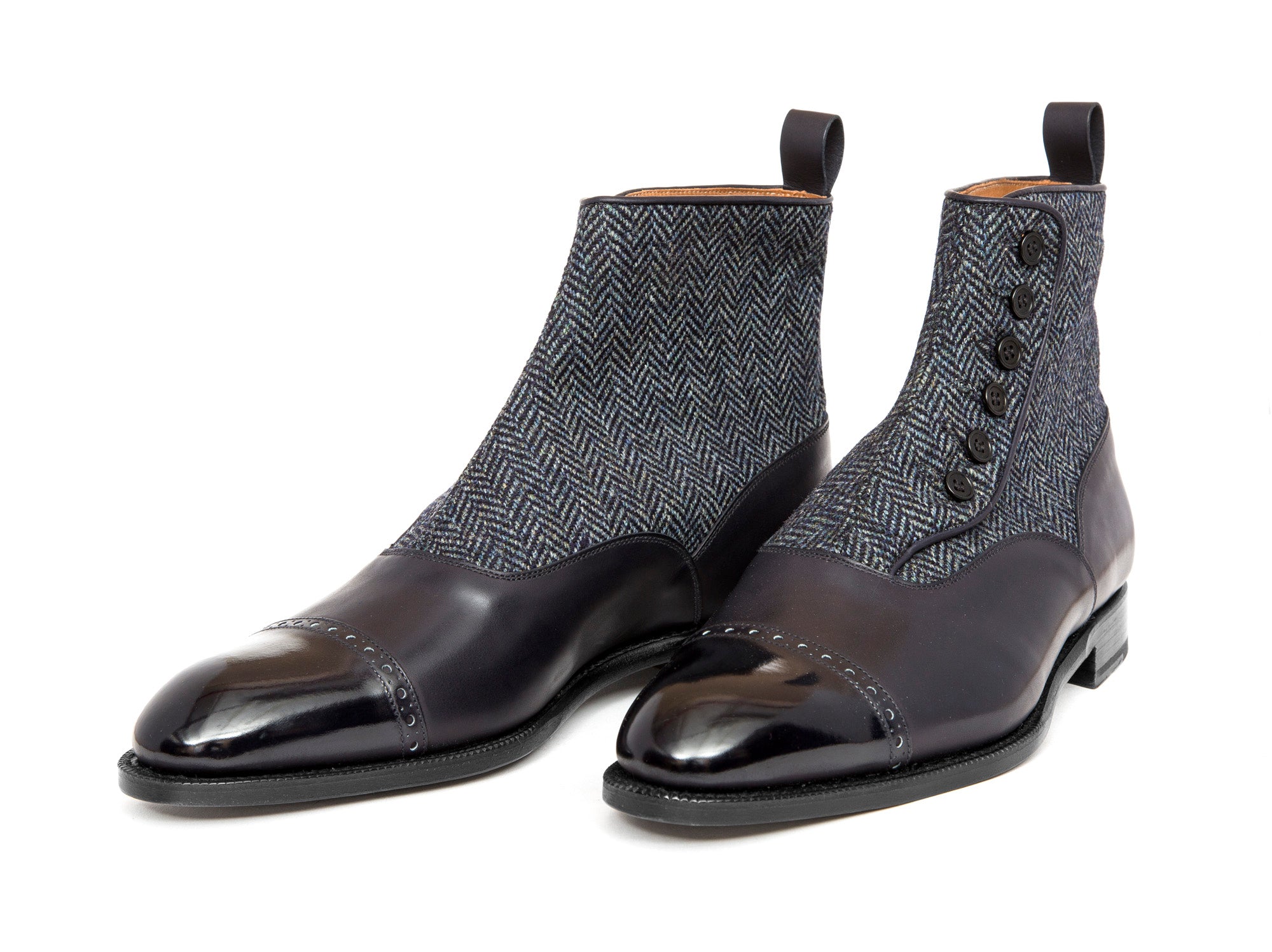 Carkeek MTO Midnight Calf Blue Tweed NGT Last Single Leather Sole