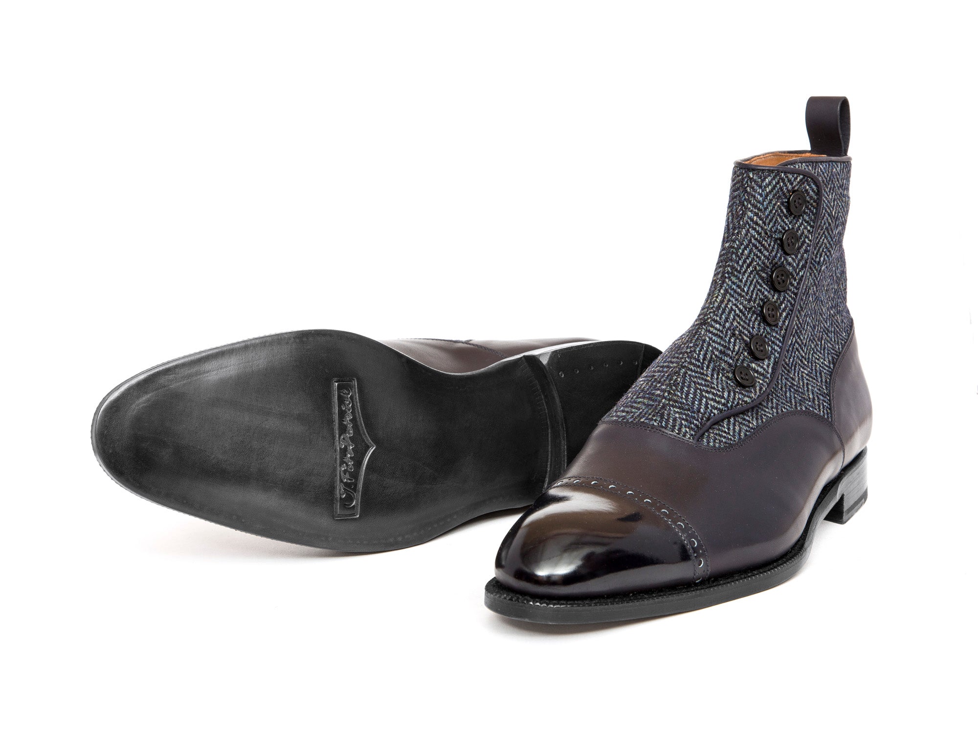 Carkeek MTO Midnight Calf Blue Tweed NGT Last Single Leather Sole