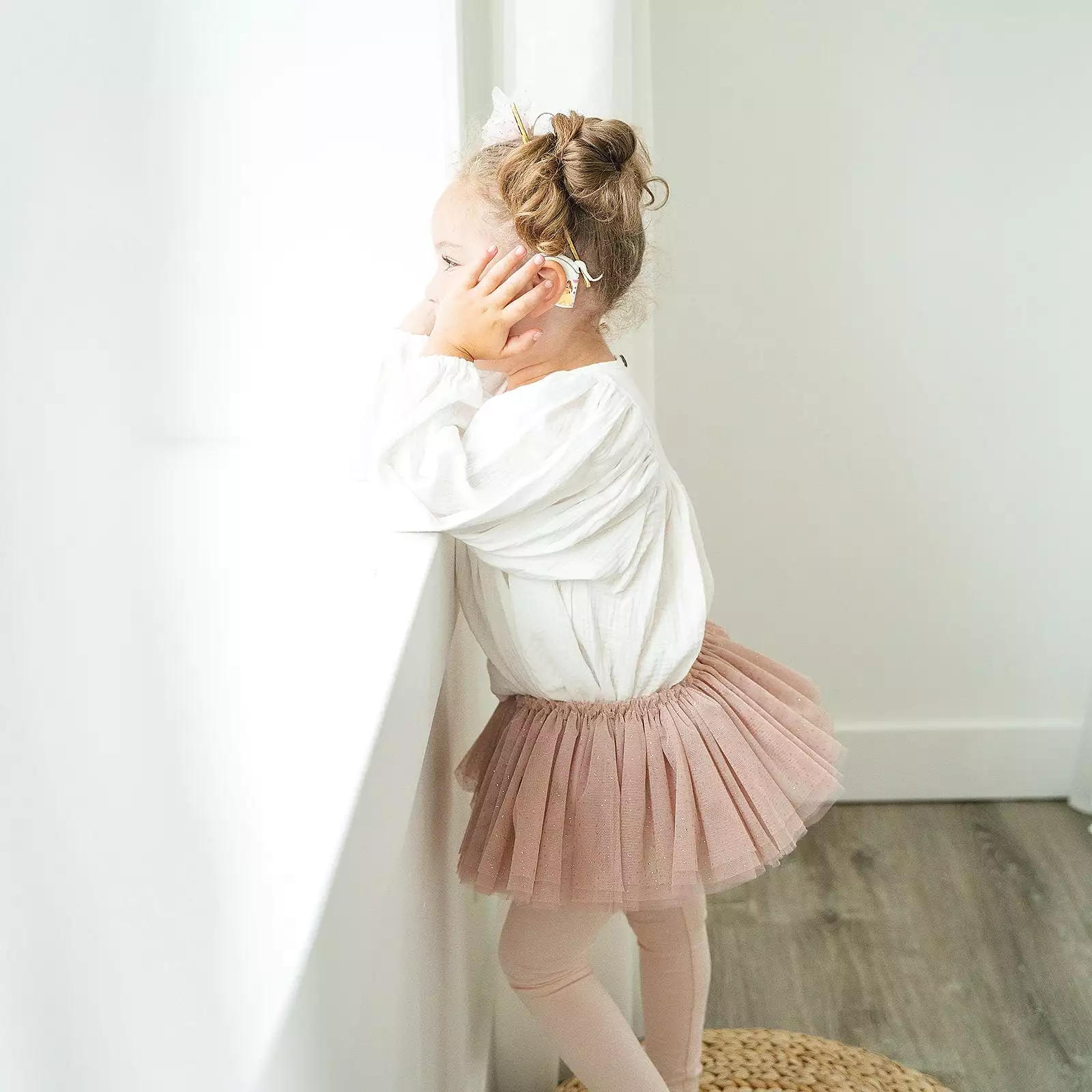 Champagne Tutu Skirt with Frills in Dark Blush Tulle