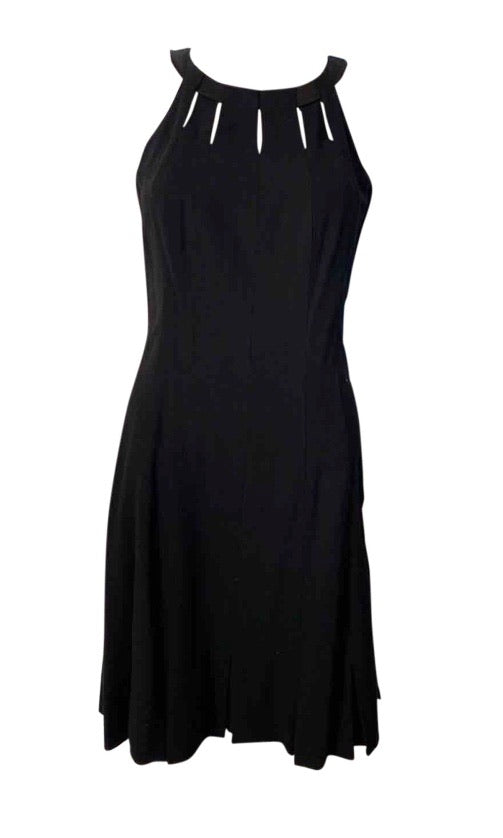 Chanel Black 11A 2011 Fall Halter Pleated Keyhole Dress Wool Satin US 6 - Buy Online