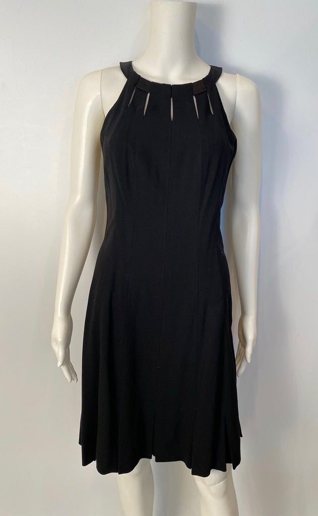 Chanel Black 11A 2011 Fall Halter Pleated Keyhole Dress Wool Satin US 6 - Buy Online