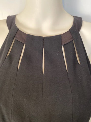 Chanel Black 11A 2011 Fall Halter Pleated Keyhole Dress Wool Satin US 6 - Buy Online