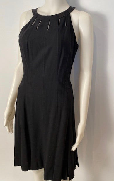 Chanel Black 11A 2011 Fall Halter Pleated Keyhole Dress Wool Satin US 6 - Buy Online