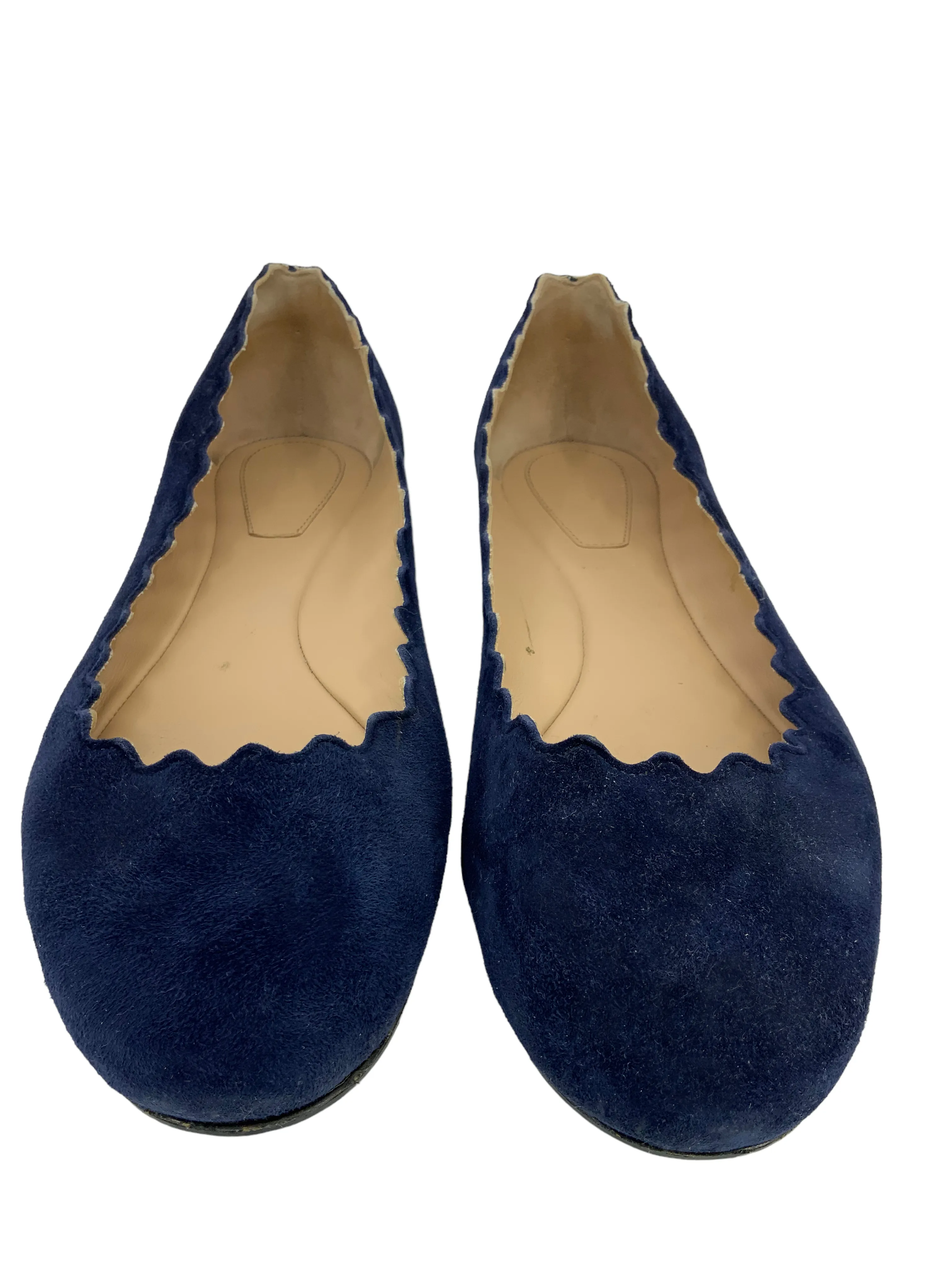 CHLOE Lauren Scalloped Suede Ballet Flats Size 9.5